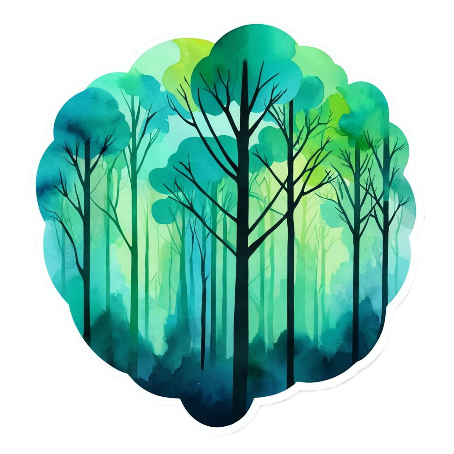 Forest watercolor sticker isolated on transparent background #16507