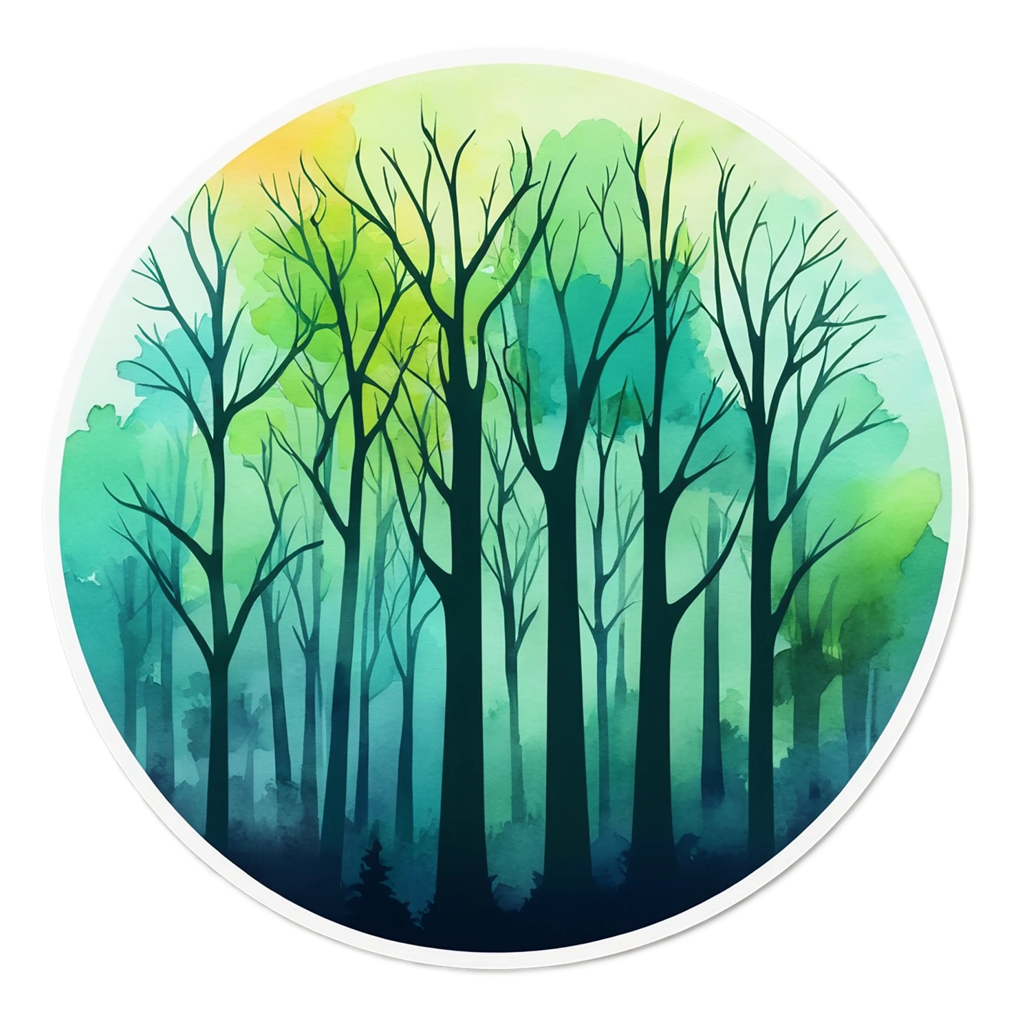 Forest watercolor sticker isolated on transparent background #16508