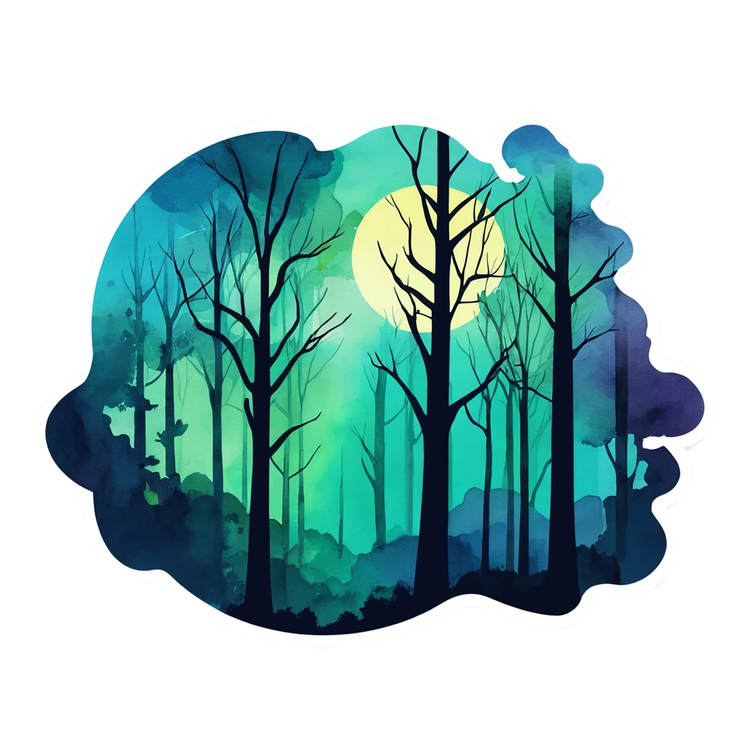 Forest watercolor sticker isolated on transparent background #16510