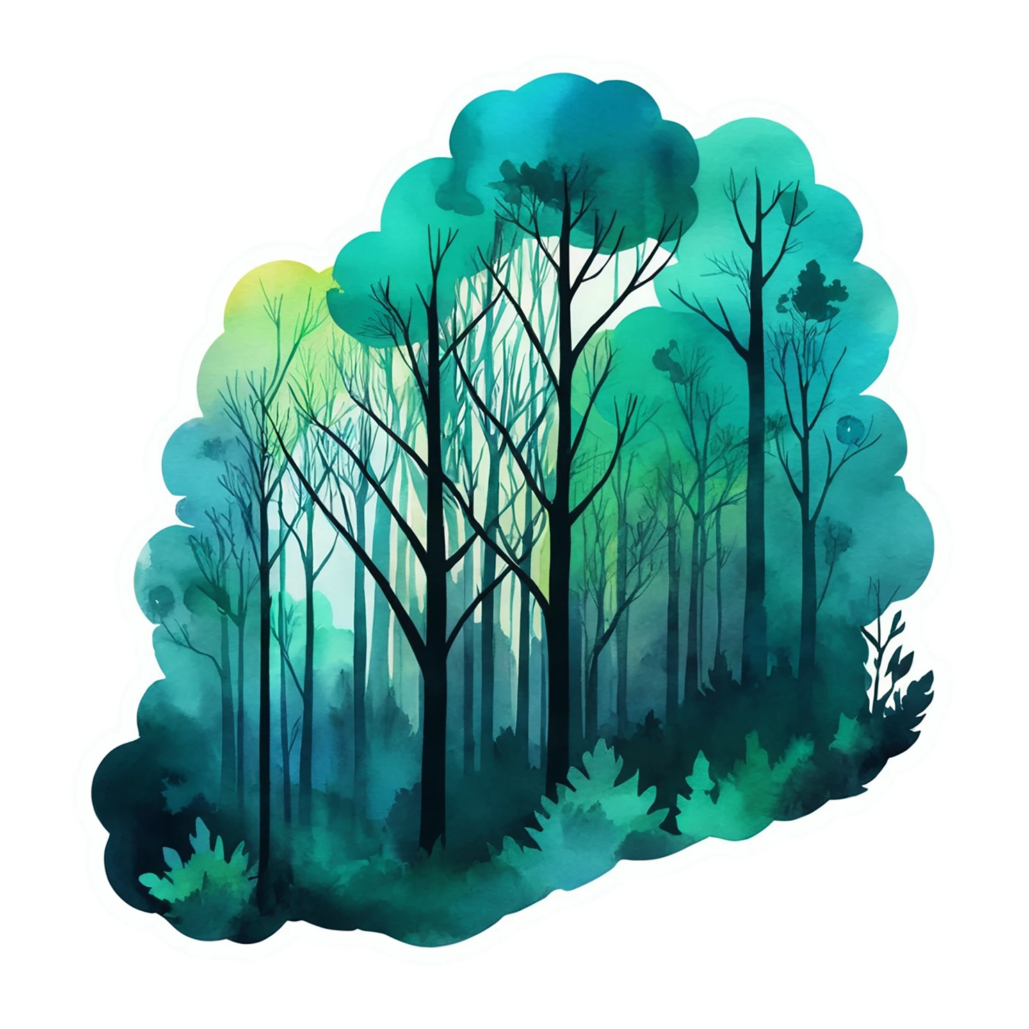 Forest watercolor sticker isolated on transparent background #16511