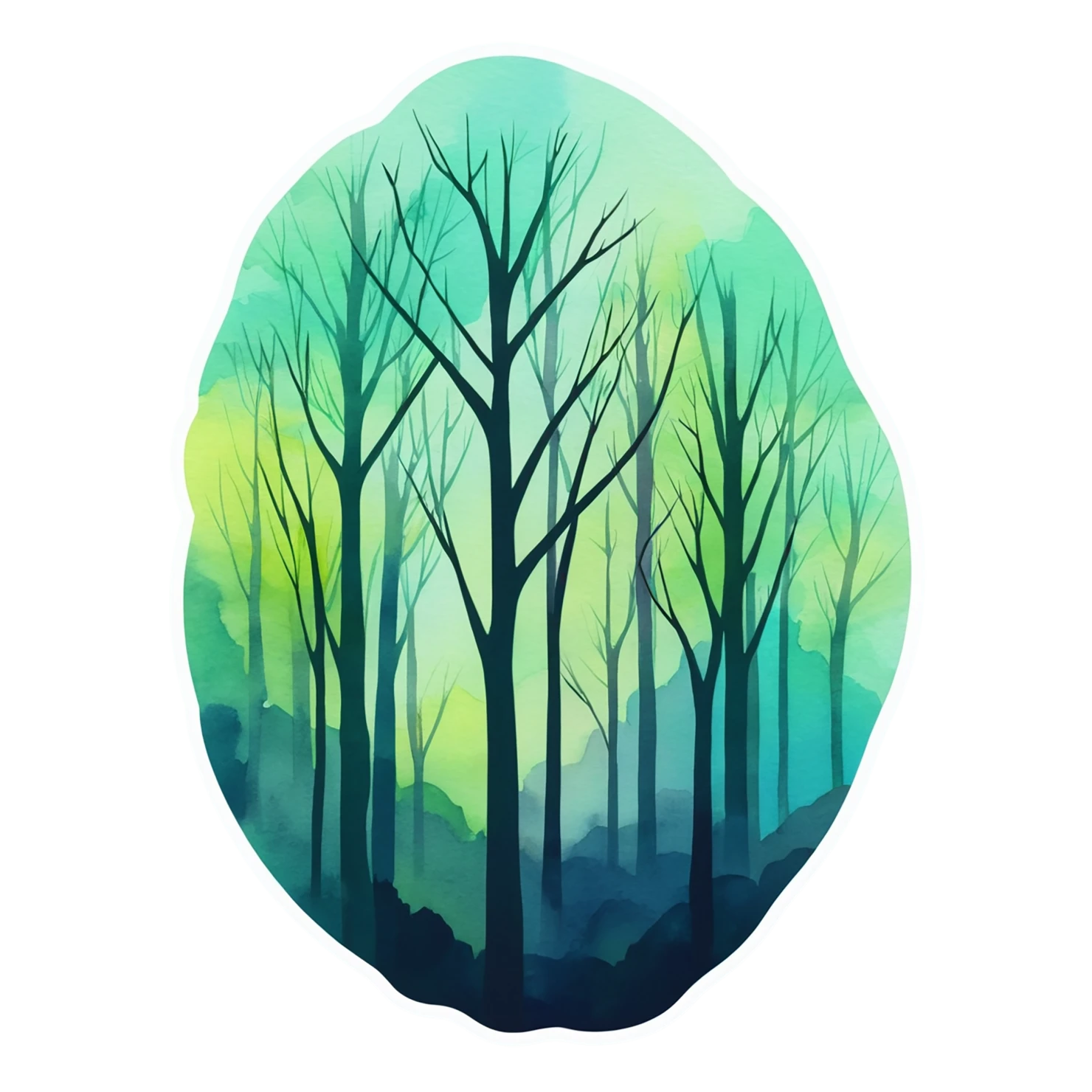 Forest watercolor sticker isolated on transparent background #16513