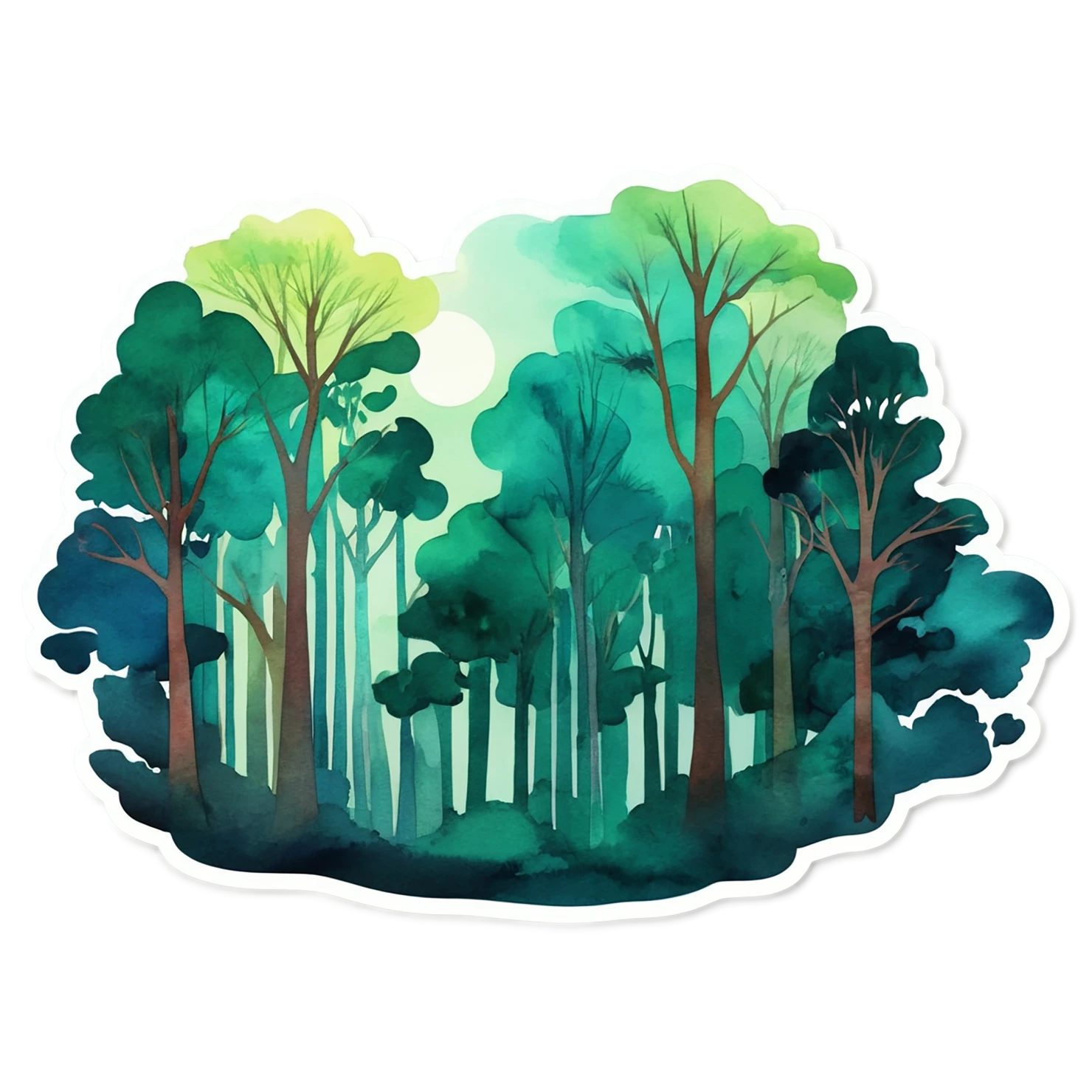 Forest watercolor sticker isolated on transparent background #16514