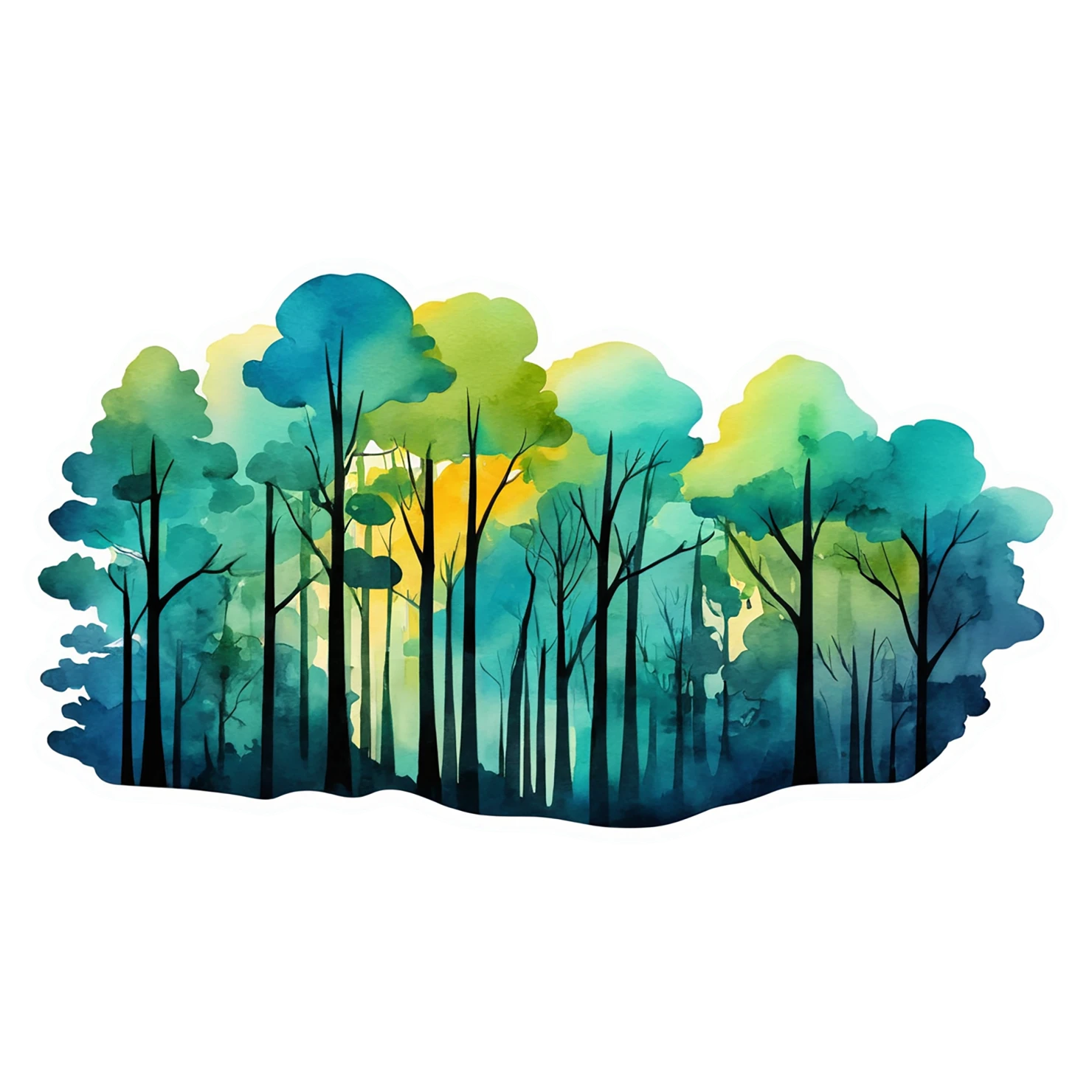 Forest watercolor sticker isolated on transparent background #16515