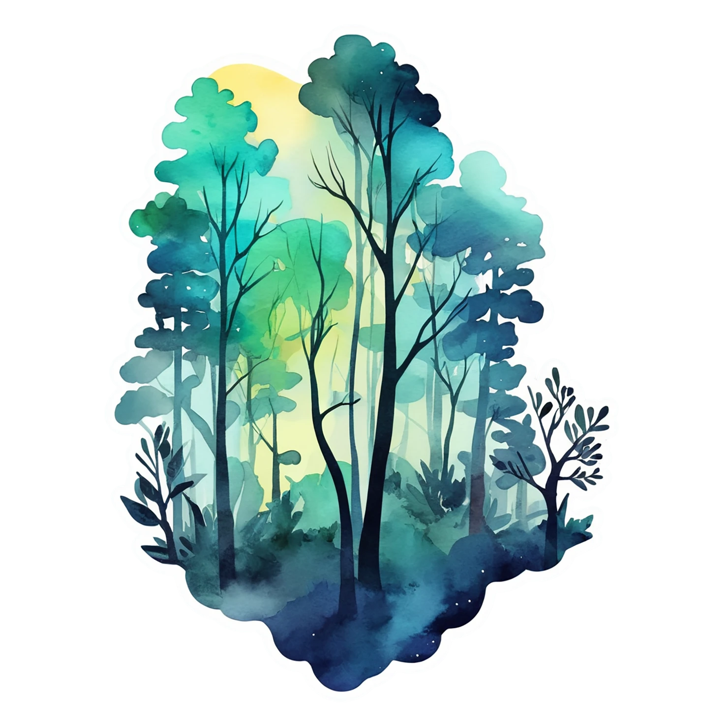 Forest watercolor sticker isolated on transparent background #16516
