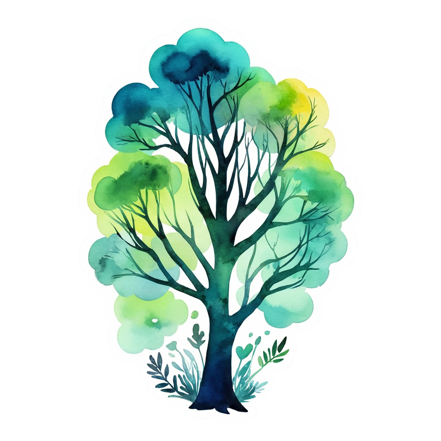 Forest watercolor sticker isolated on transparent background #16517