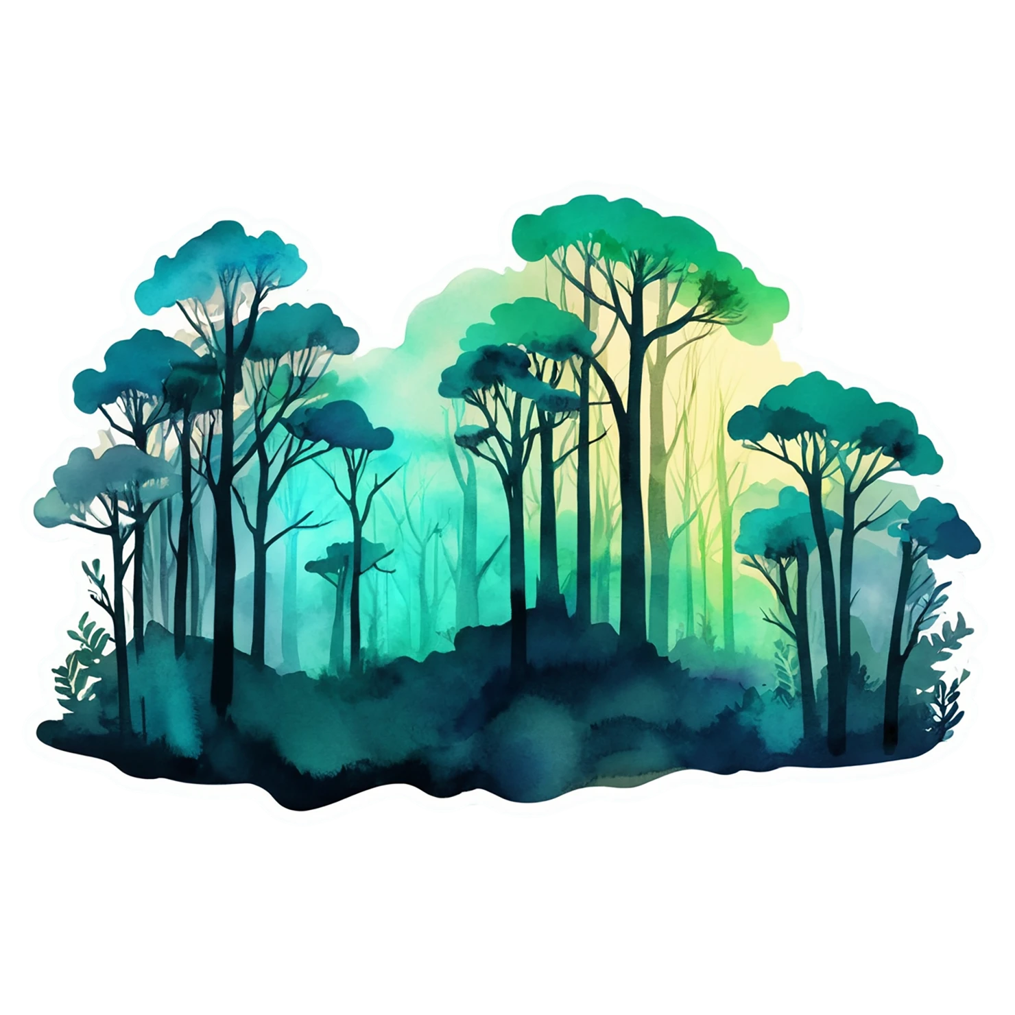 Forest watercolor sticker isolated on transparent background #16518