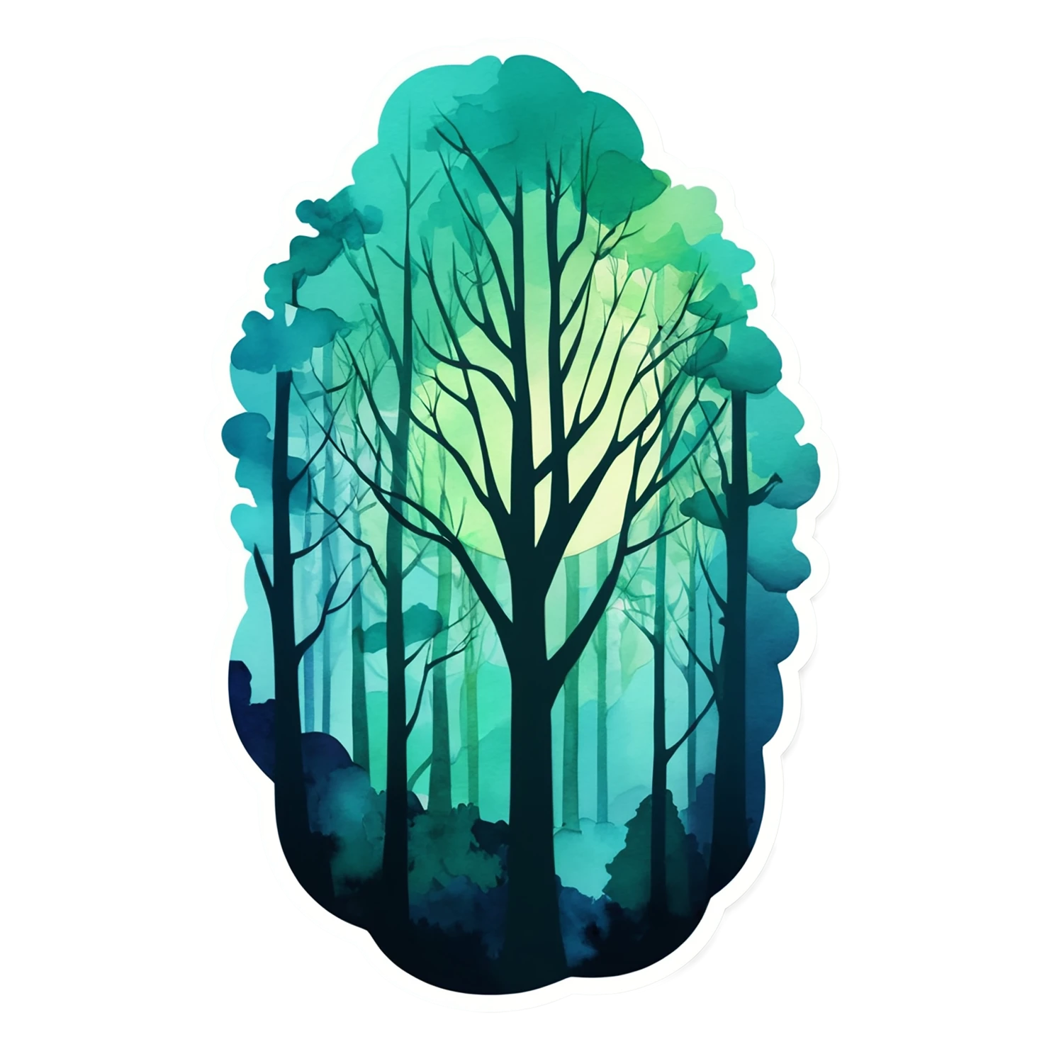 Forest watercolor sticker isolated on transparent background #16519