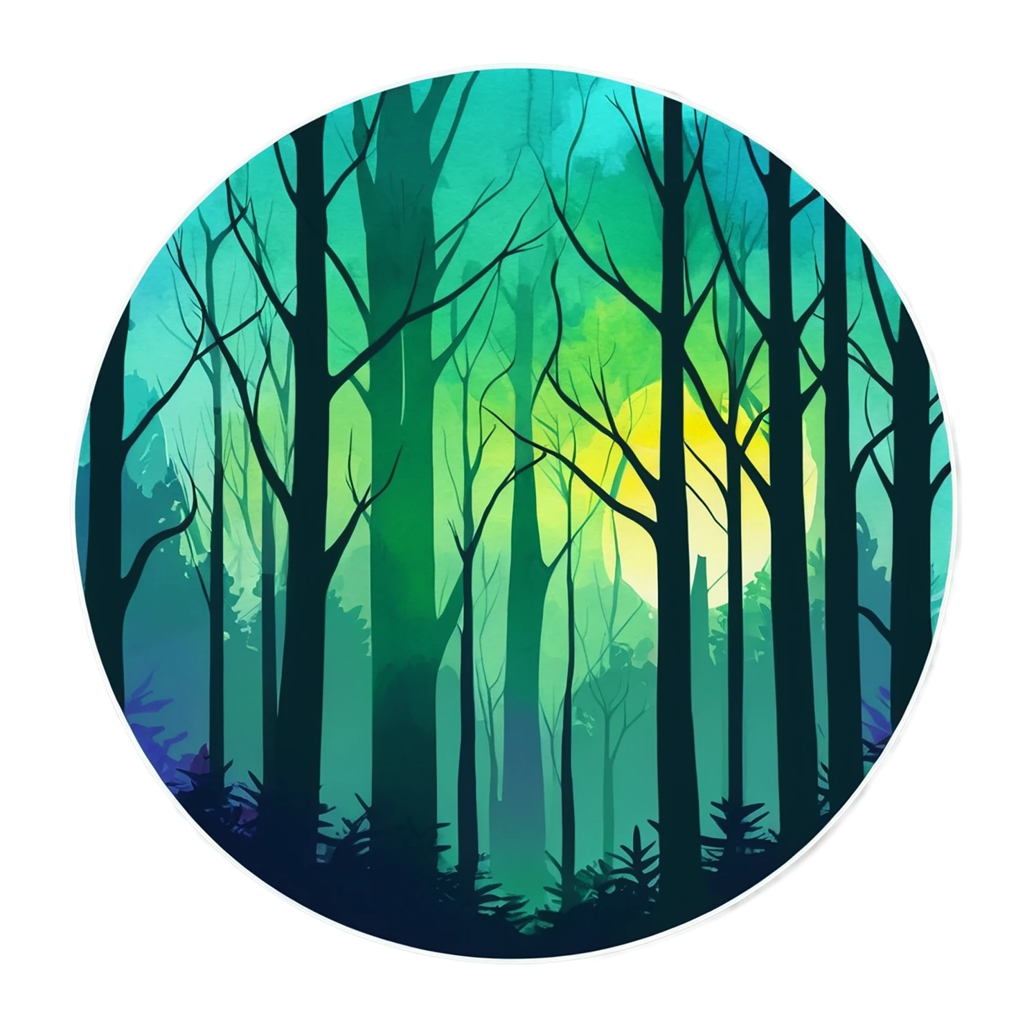 Forest watercolor sticker isolated on transparent background #16520
