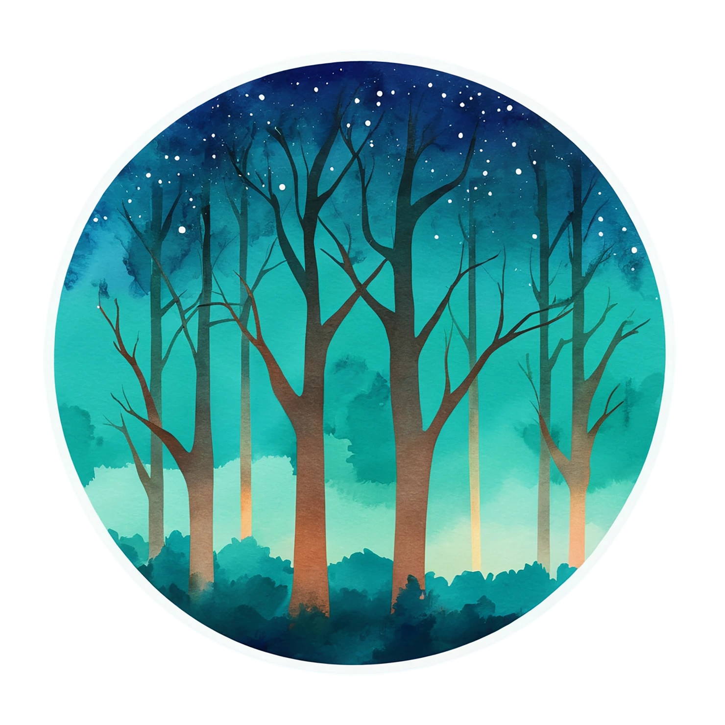 Forest watercolor sticker isolated on transparent background #16522