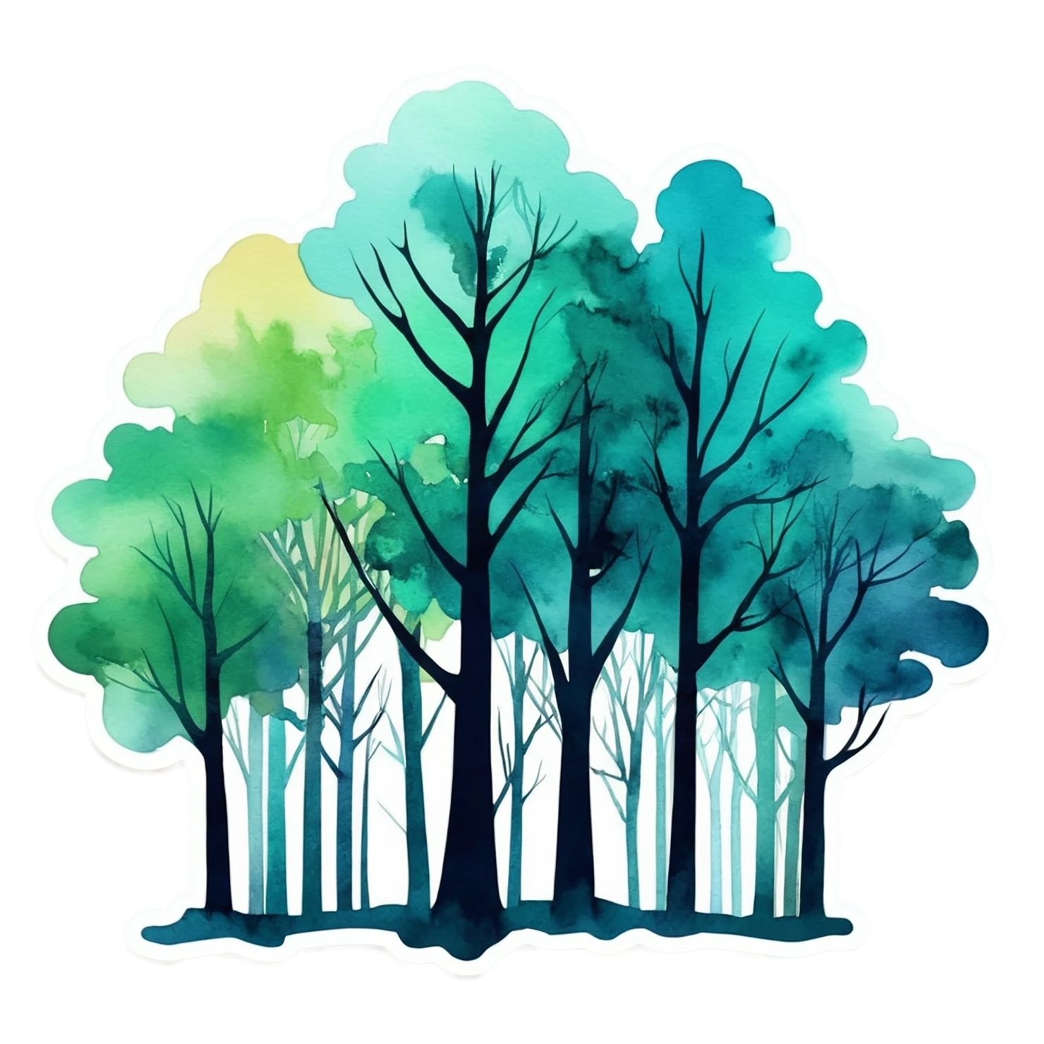 Forest watercolor sticker isolated on transparent background #16523