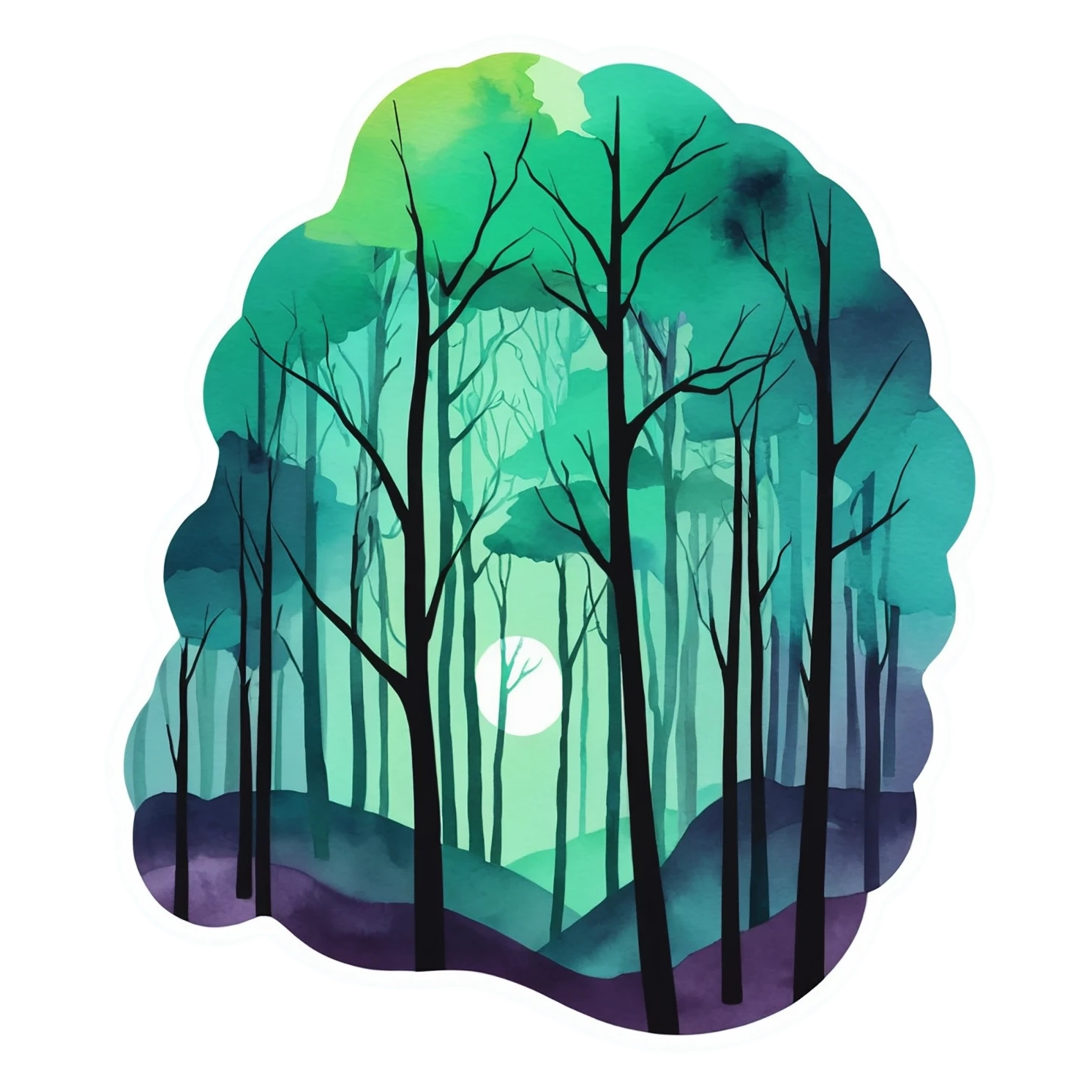 Forest watercolor sticker isolated on transparent background #16525