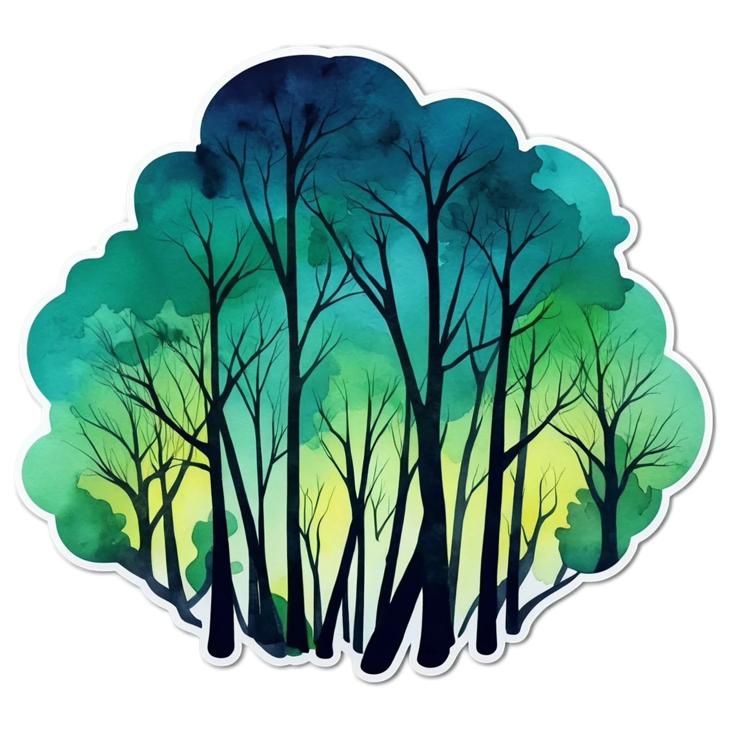 Forest watercolor sticker isolated on transparent background #16526
