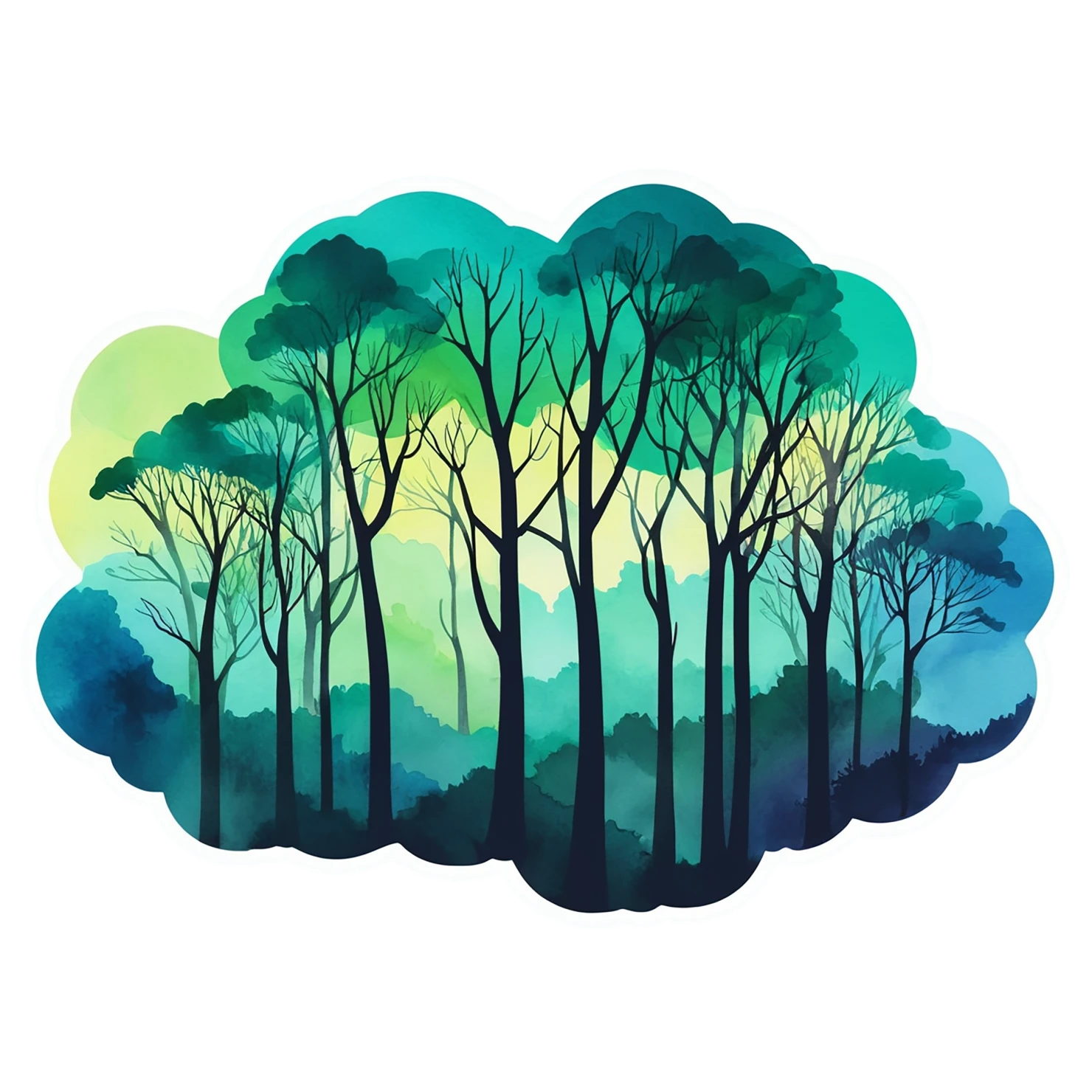 Forest watercolor sticker isolated on transparent background #16528