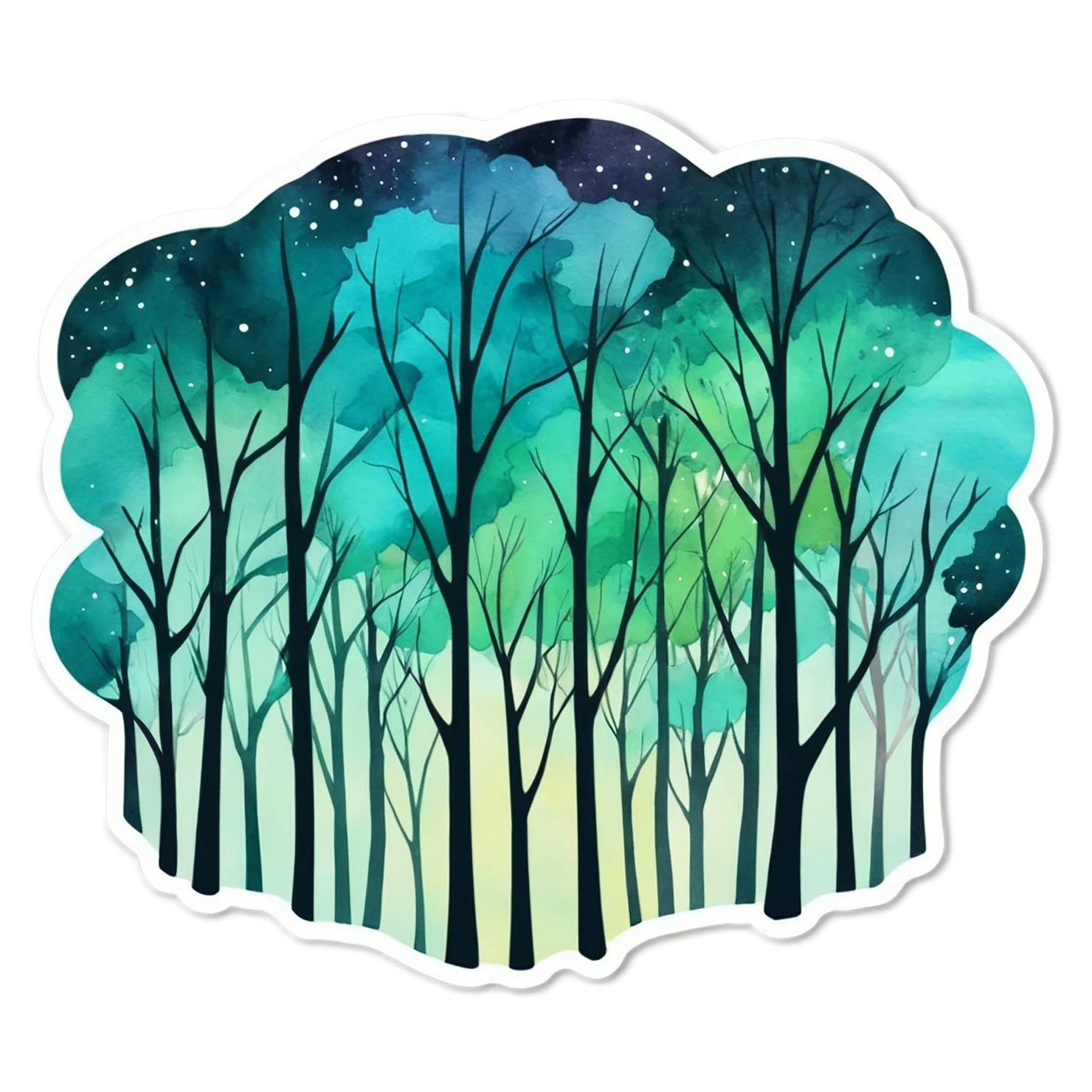 Forest watercolor sticker isolated on transparent background #16530