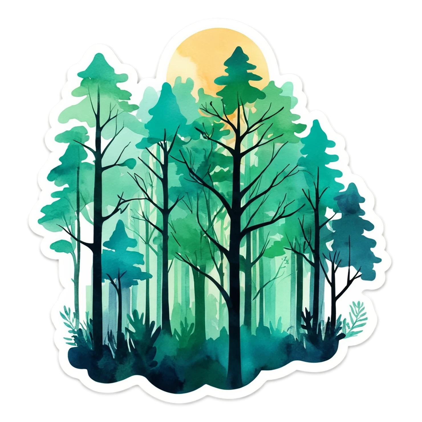 Forest watercolor sticker isolated on transparent background #16535