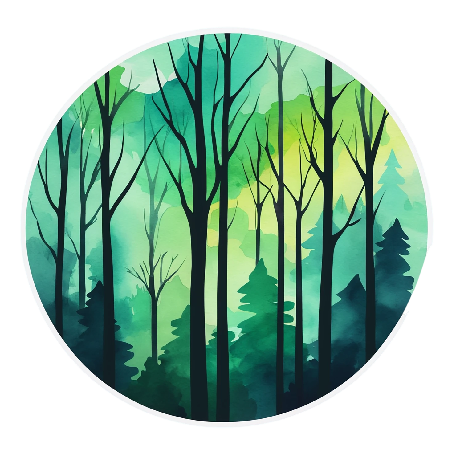 Forest watercolor sticker isolated on transparent background #16536