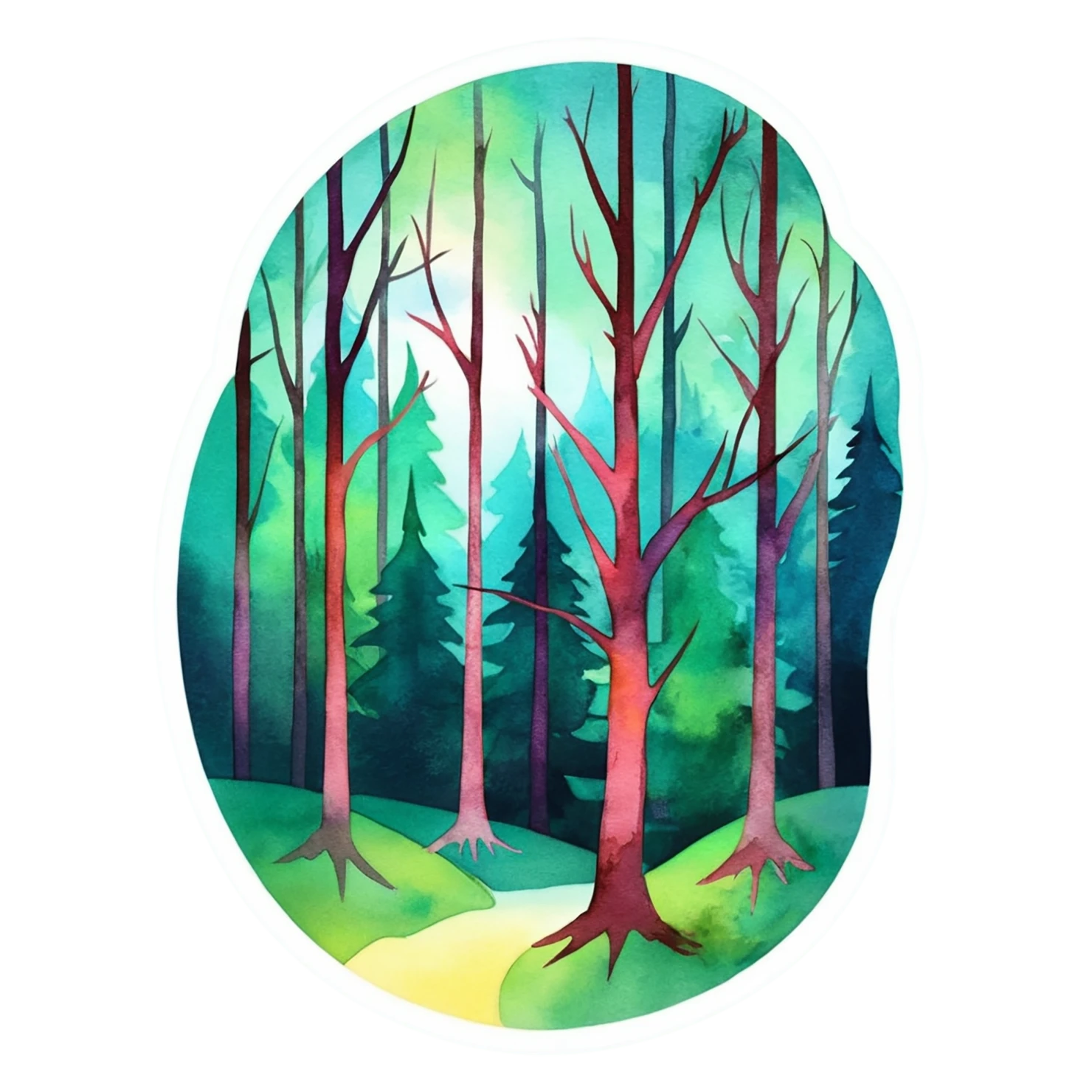 Forest watercolor sticker isolated on transparent background #16538