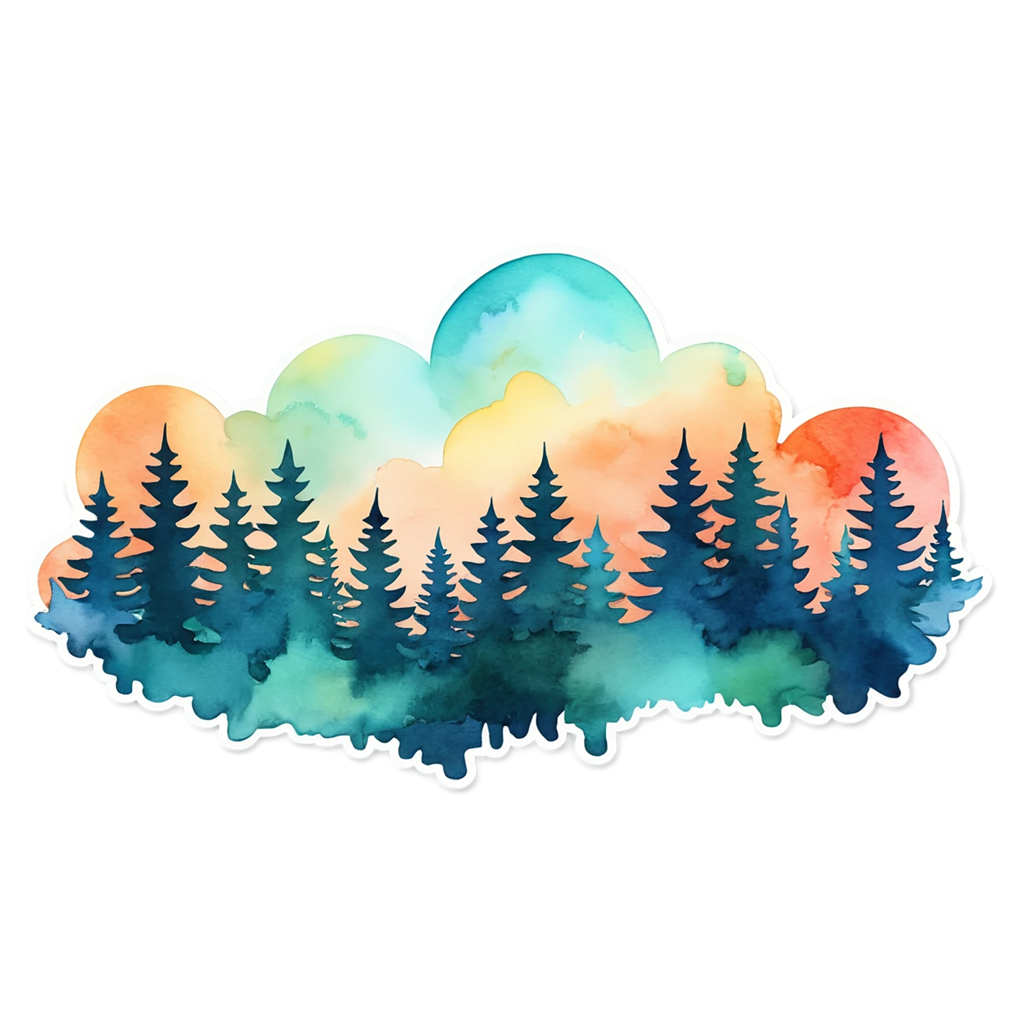 Forest watercolor sticker isolated on transparent background #16541