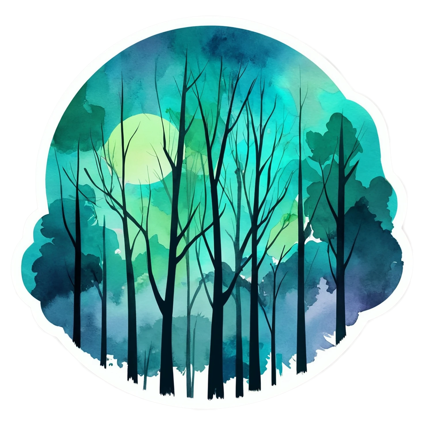Forest watercolor sticker isolated on transparent background #16542