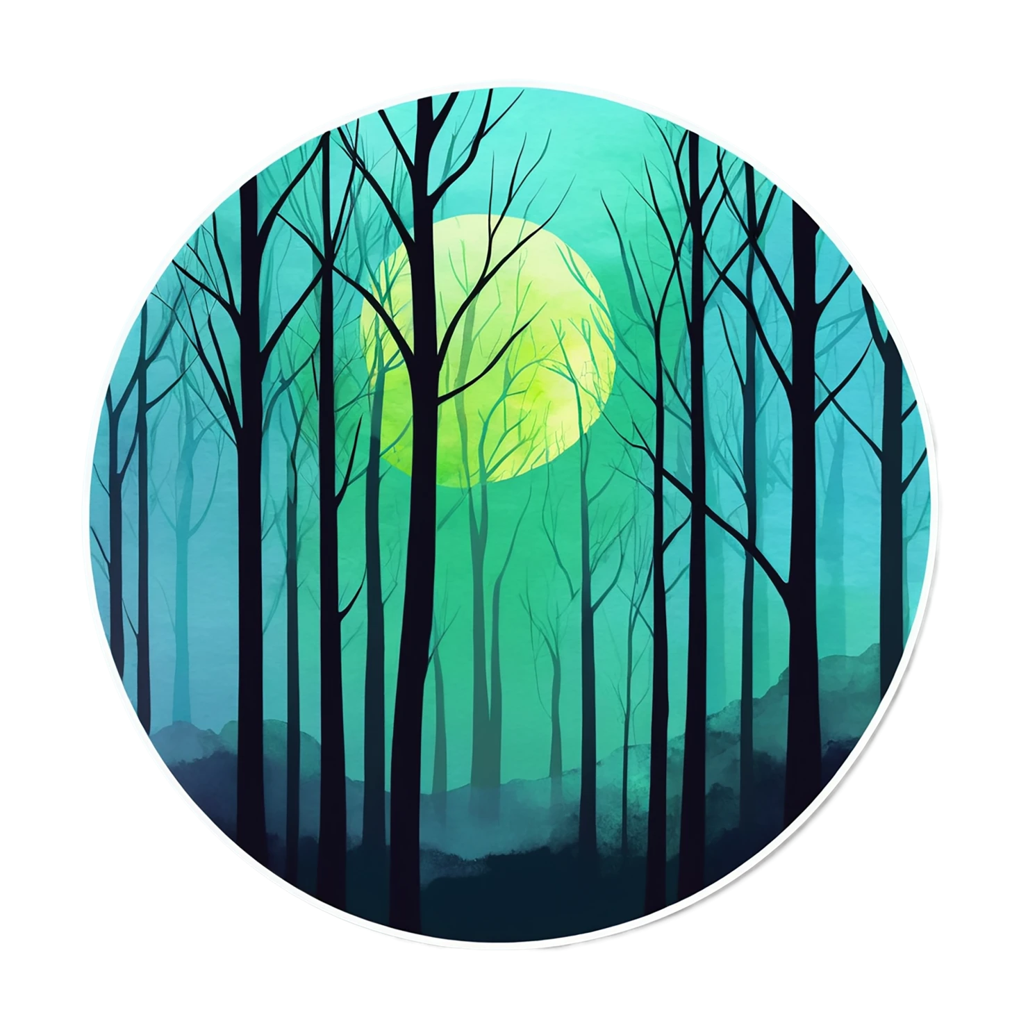 Forest watercolor sticker isolated on transparent background #16543