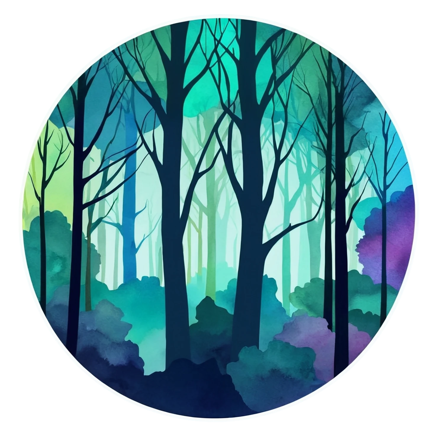 Forest watercolor sticker isolated on transparent background #16545