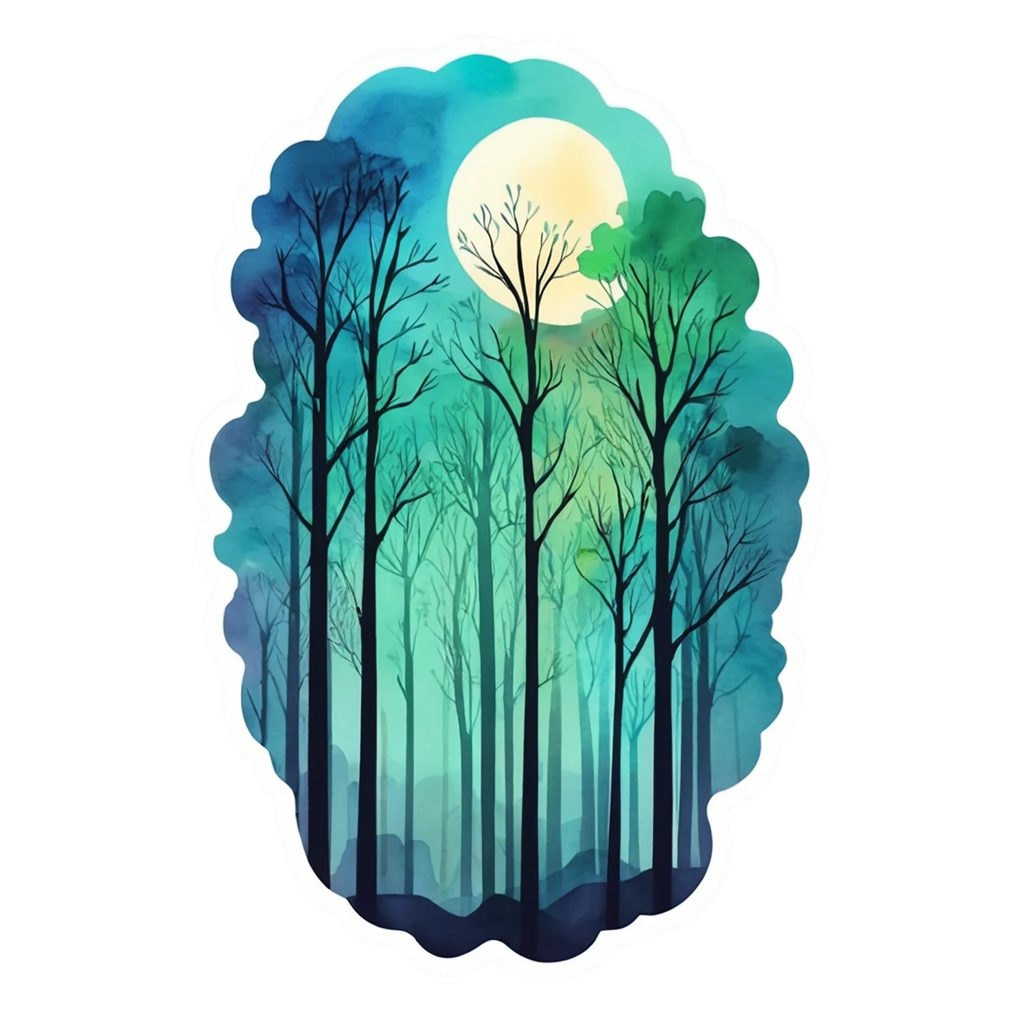 Forest watercolor sticker isolated on transparent background #16547