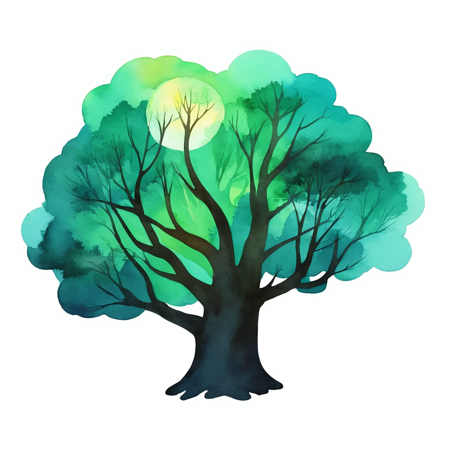 Forest watercolor sticker isolated on transparent background #16548