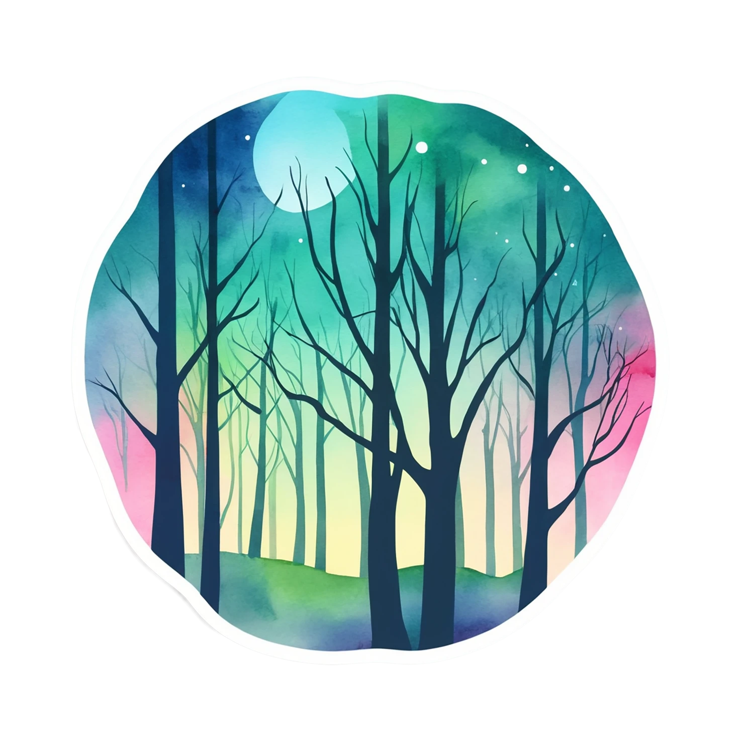 Forest watercolor sticker isolated on transparent background #16550