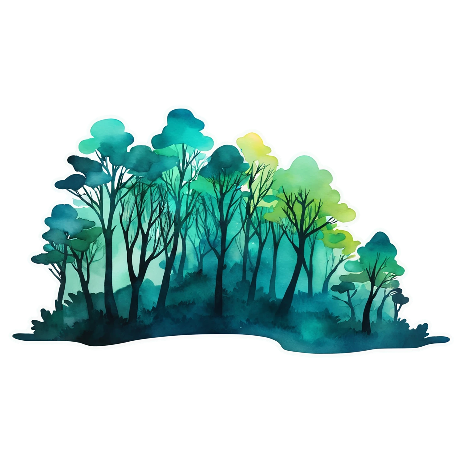 Forest watercolor sticker isolated on transparent background #16551