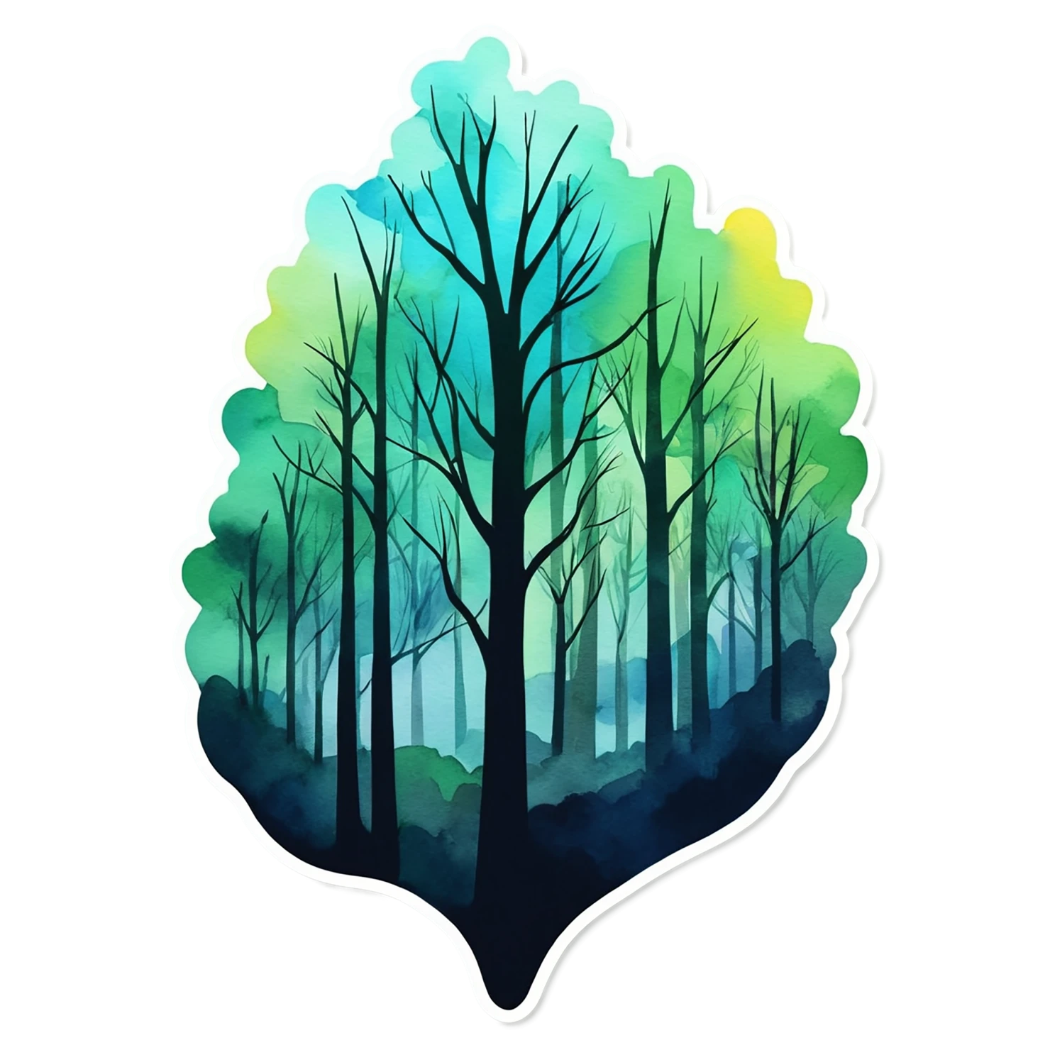 Forest watercolor sticker isolated on transparent background #16553
