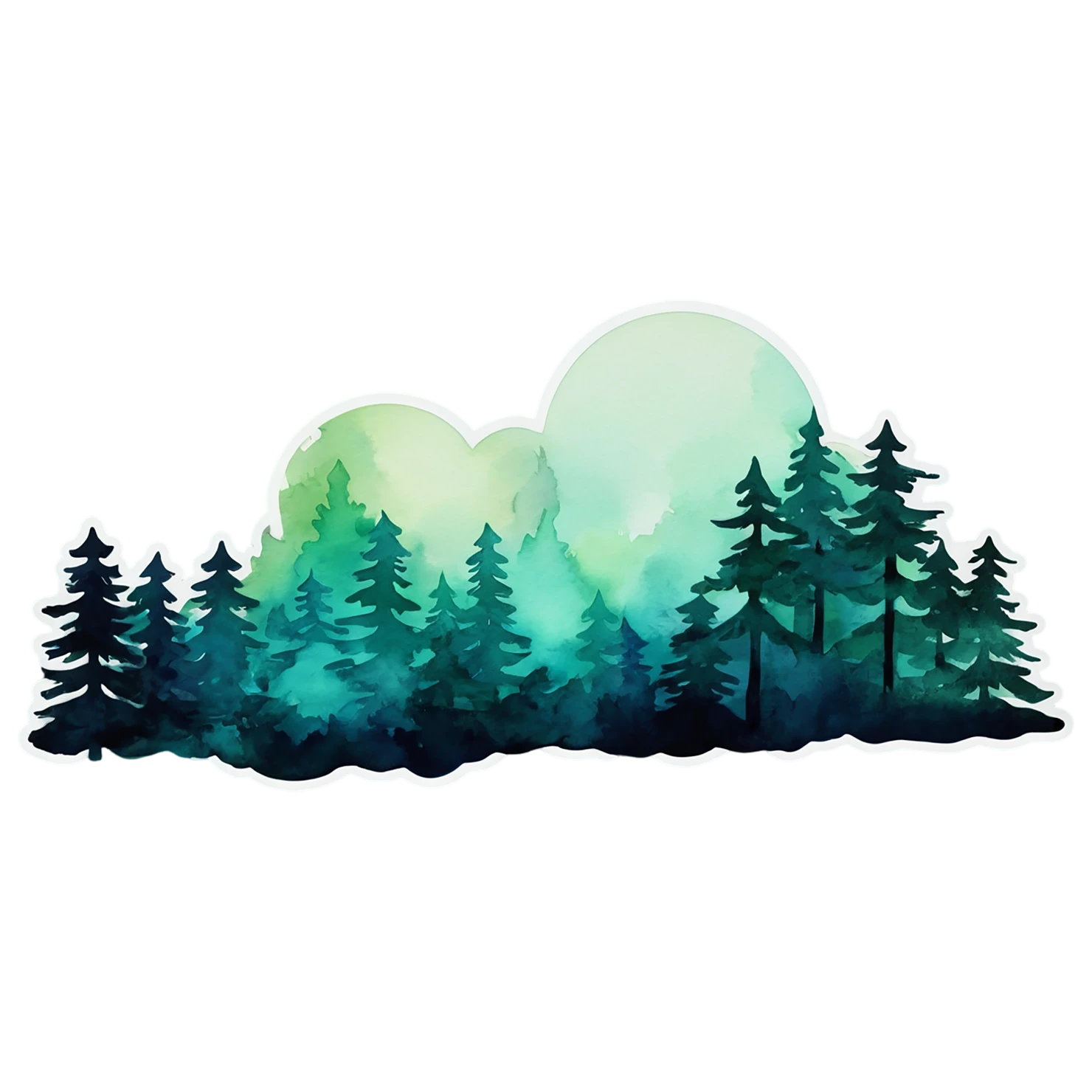 Forest watercolor sticker isolated on transparent background #16554