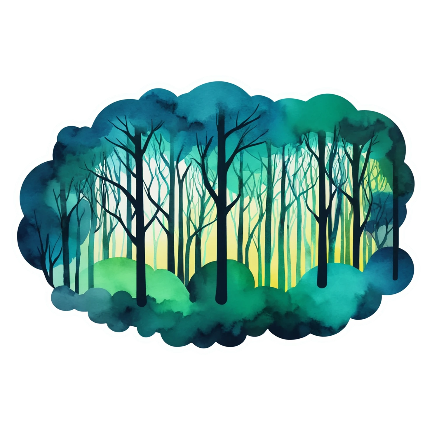 Forest watercolor sticker isolated on transparent background #16557