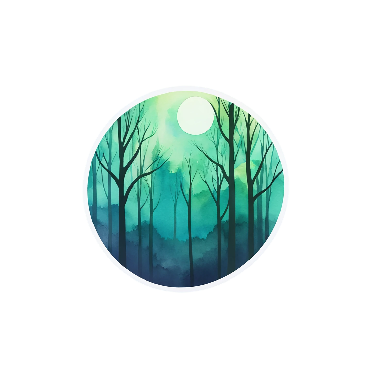 Forest watercolor sticker isolated on transparent background #16559