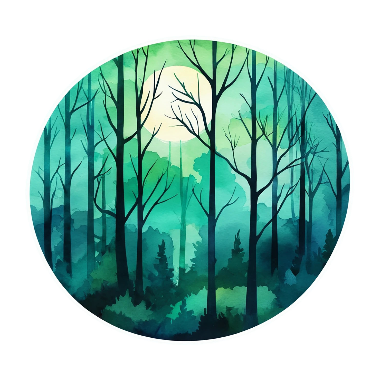 Forest watercolor sticker isolated on transparent background #16562