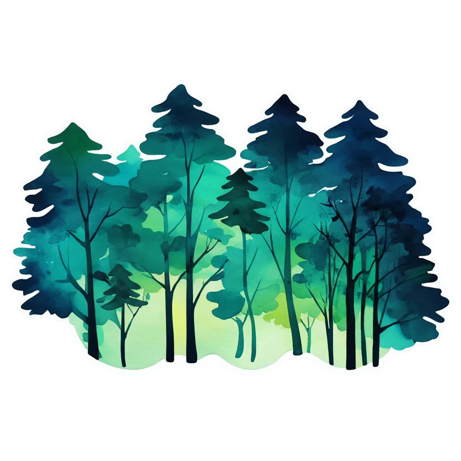 Forest watercolor sticker isolated on transparent background #16563