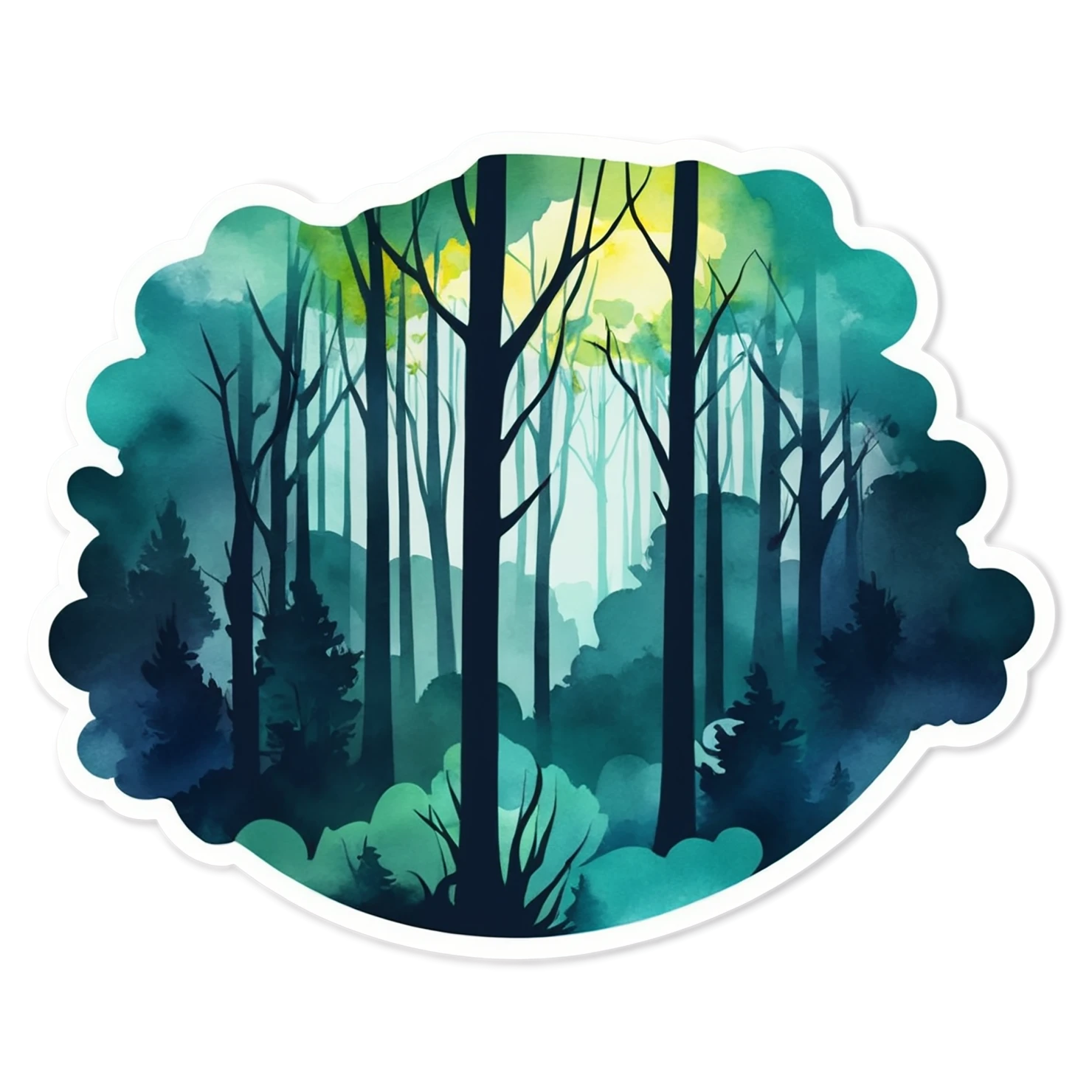 Forest watercolor sticker isolated on transparent background #16565