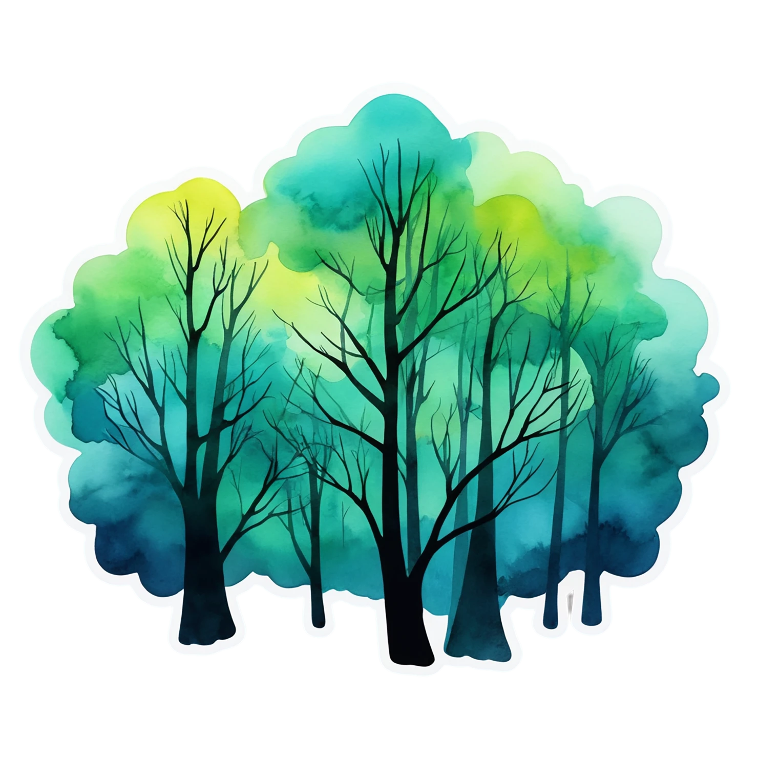 Forest watercolor sticker isolated on transparent background #16567