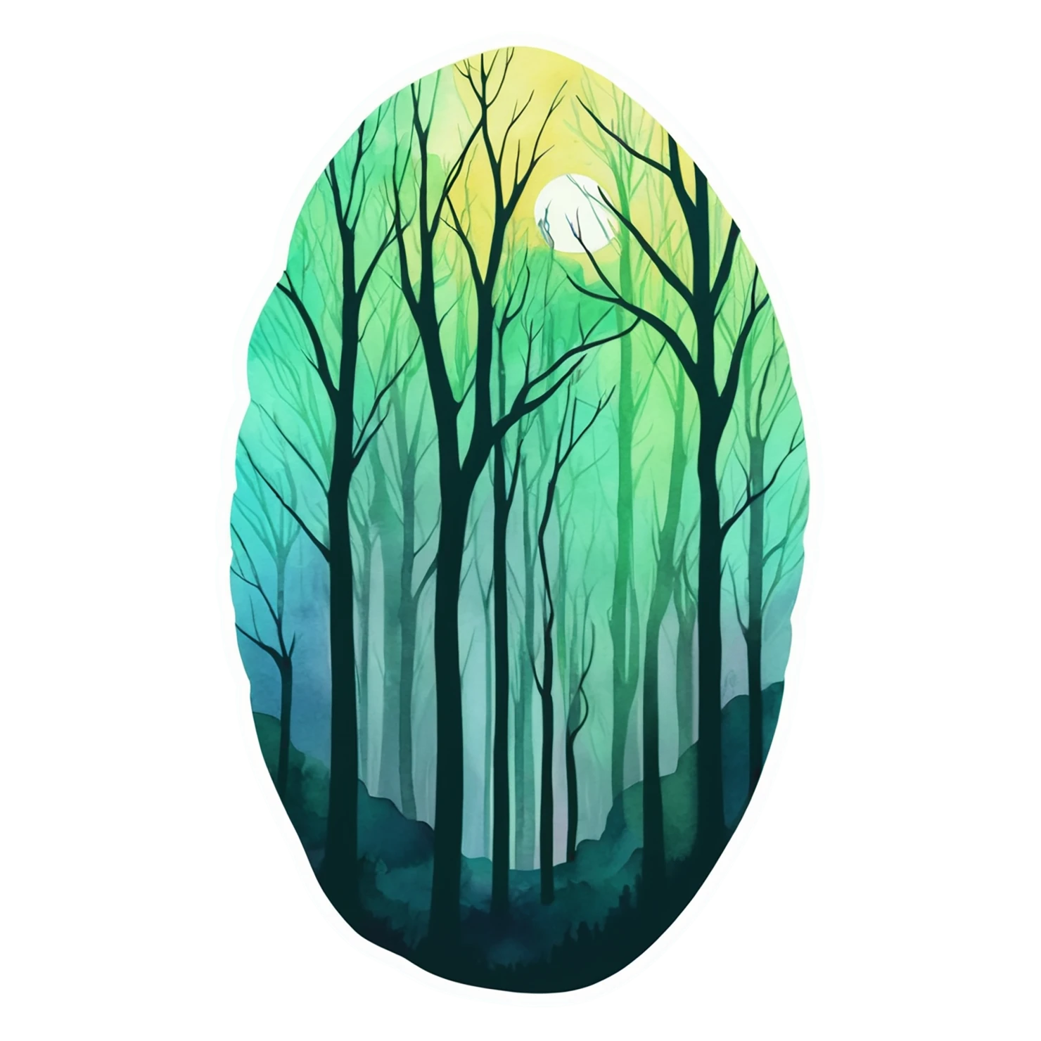 Forest watercolor sticker isolated on transparent background #16568