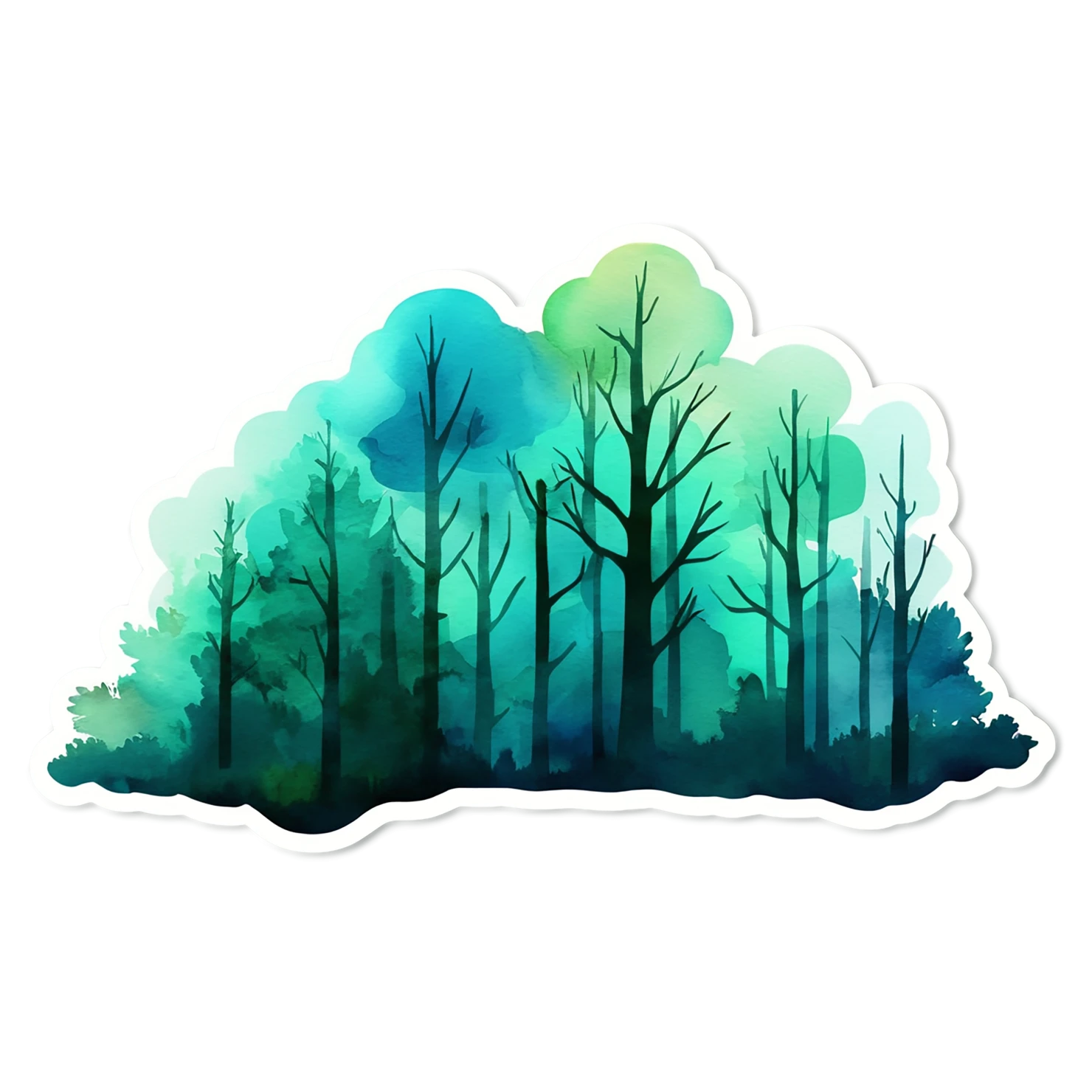 Forest watercolor sticker isolated on transparent background #16569