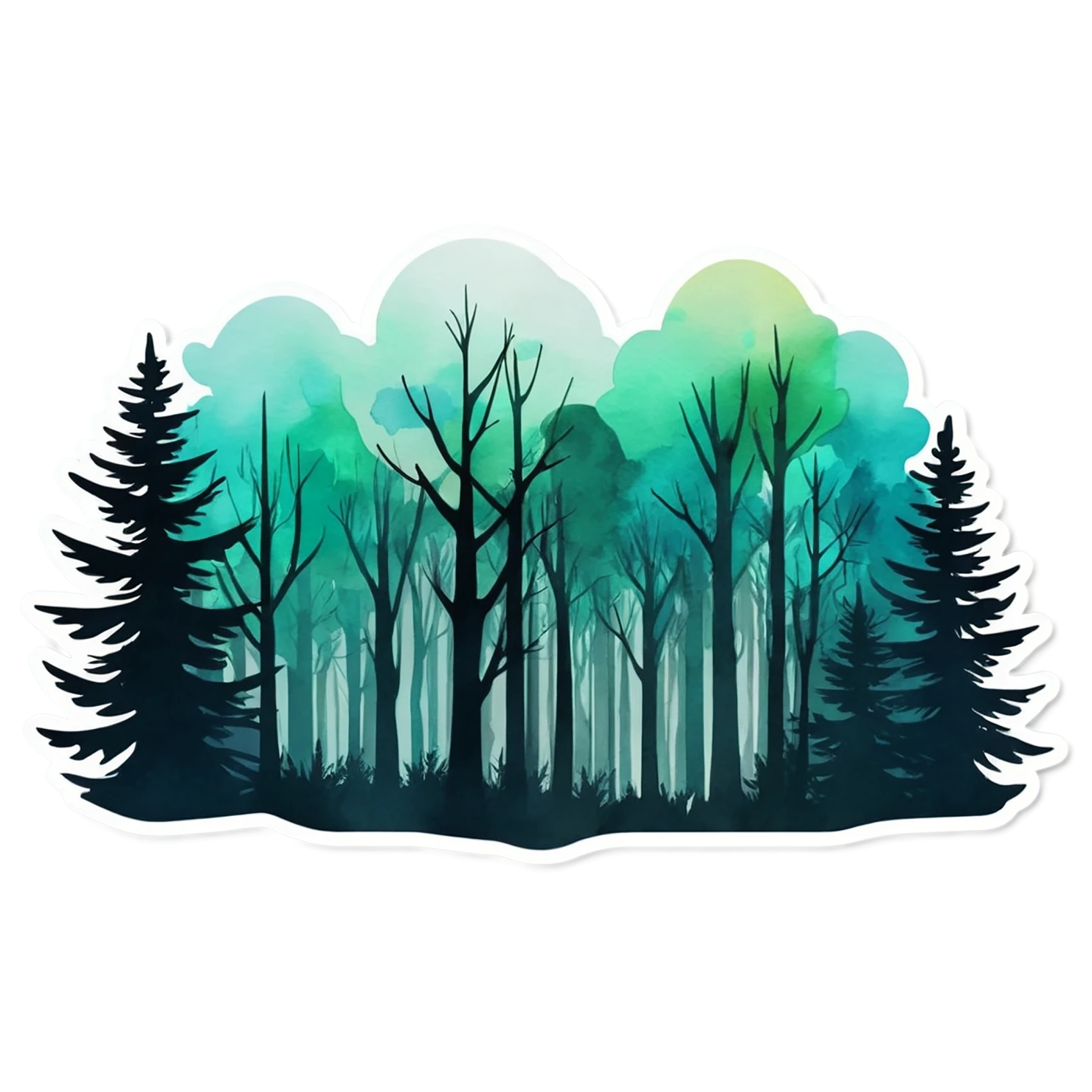 Forest watercolor sticker isolated on transparent background #16570