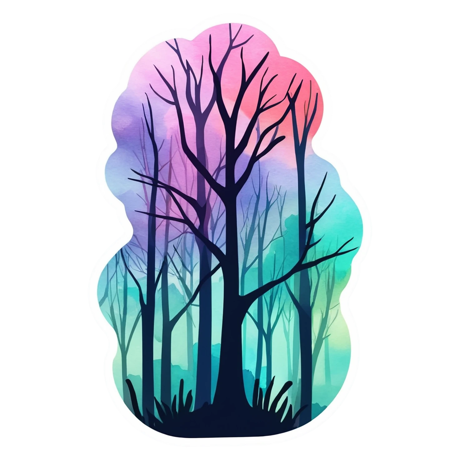 Forest watercolor sticker isolated on transparent background #16572