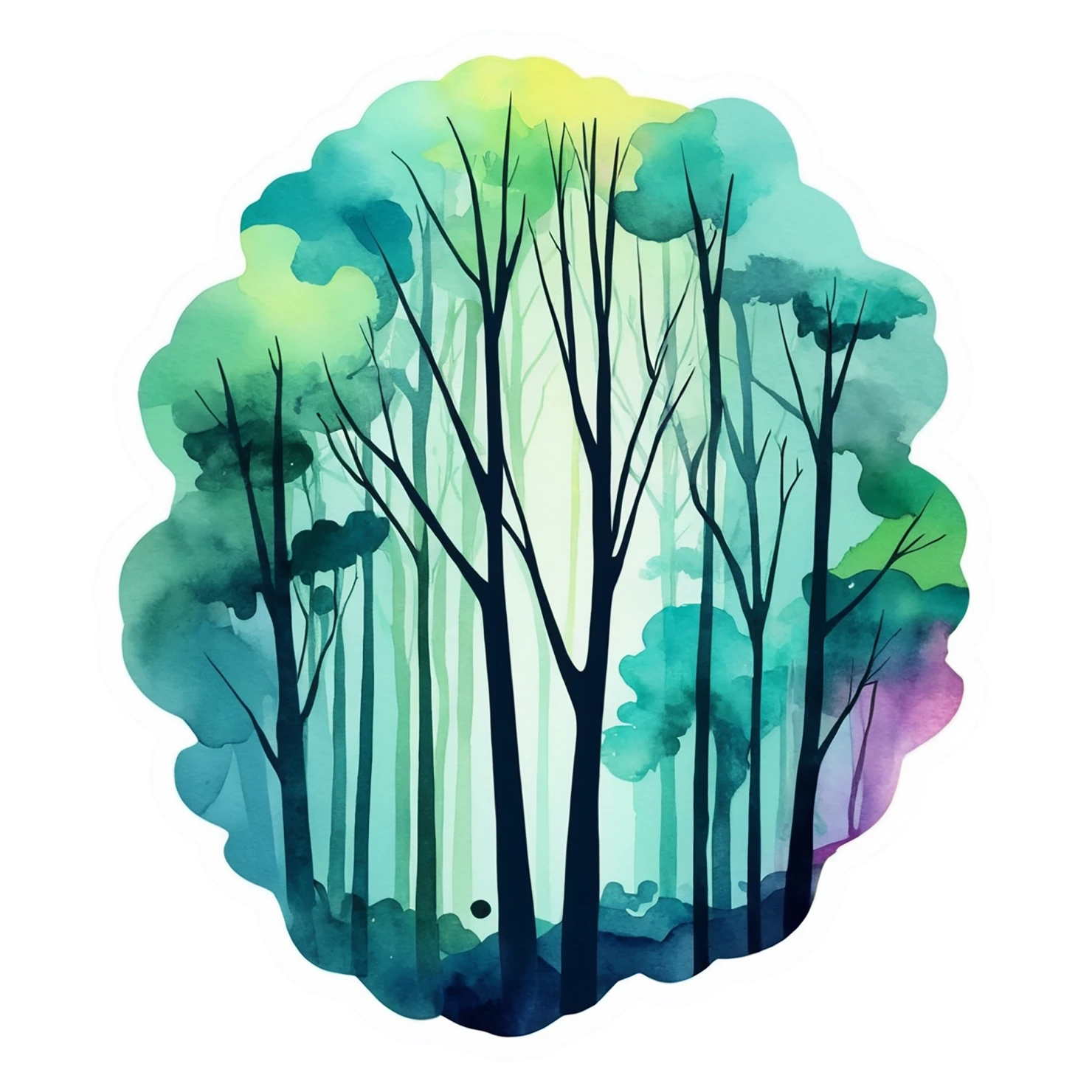 Forest watercolor sticker isolated on transparent background #16574