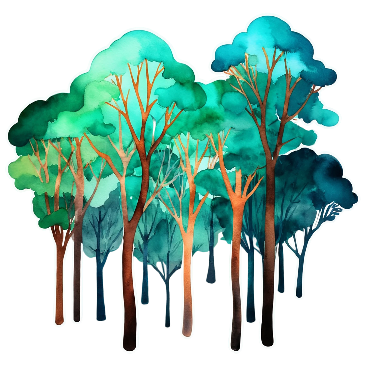 Forest watercolor sticker isolated on transparent background #16577