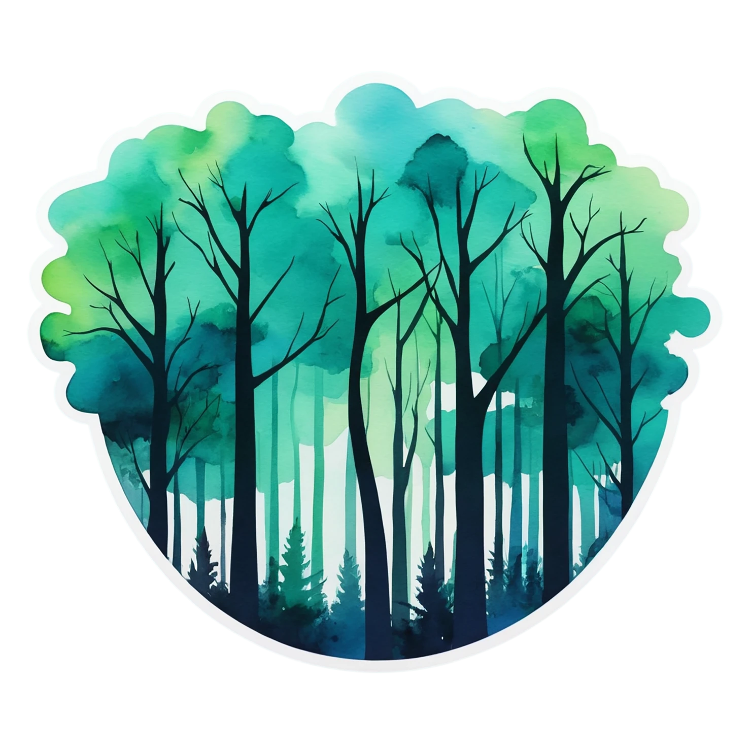 Forest watercolor sticker isolated on transparent background #16581