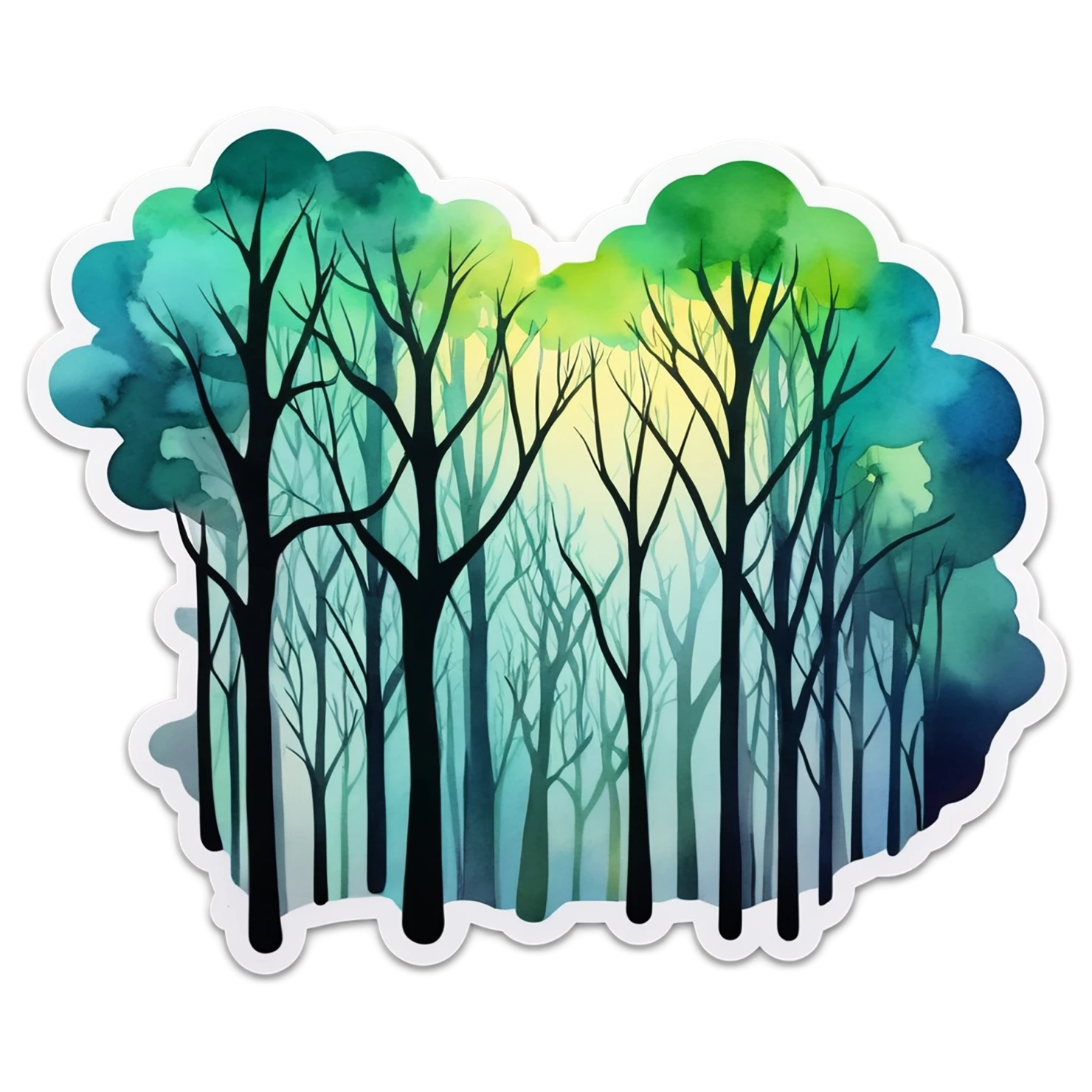 Forest watercolor sticker isolated on transparent background #16582