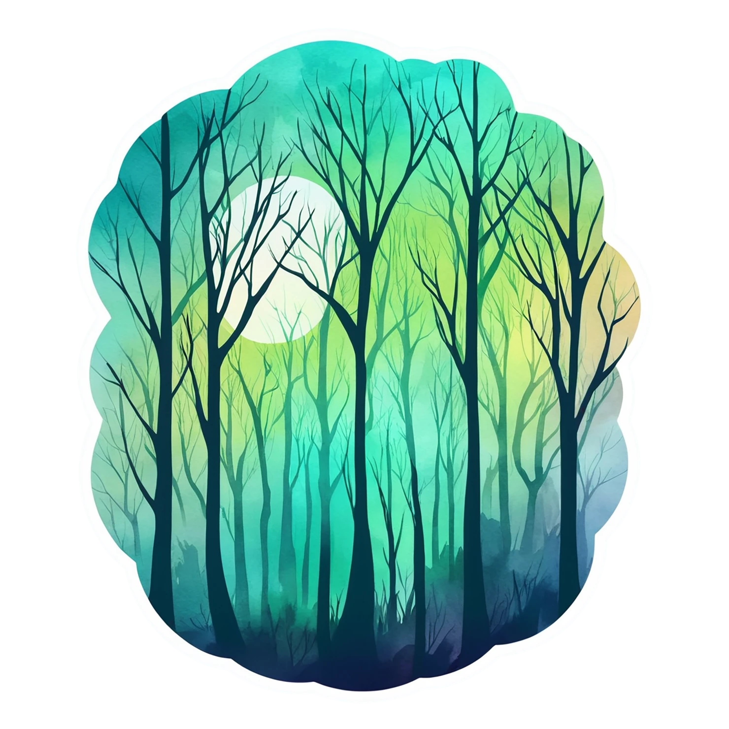 Forest watercolor sticker isolated on transparent background #16583
