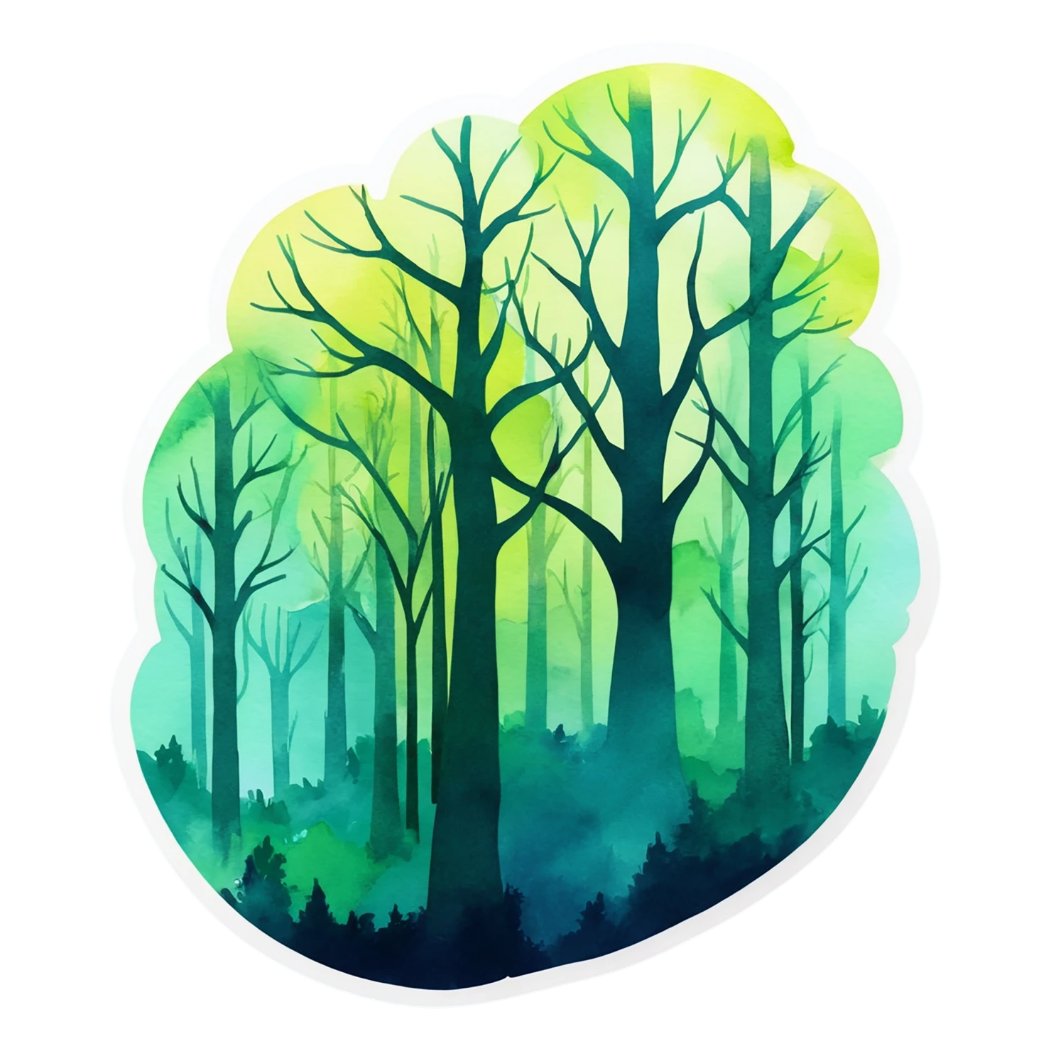 Forest watercolor sticker isolated on transparent background #16585
