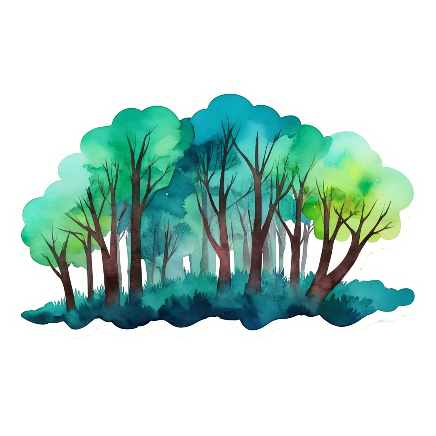 Forest watercolor sticker isolated on transparent background #16587