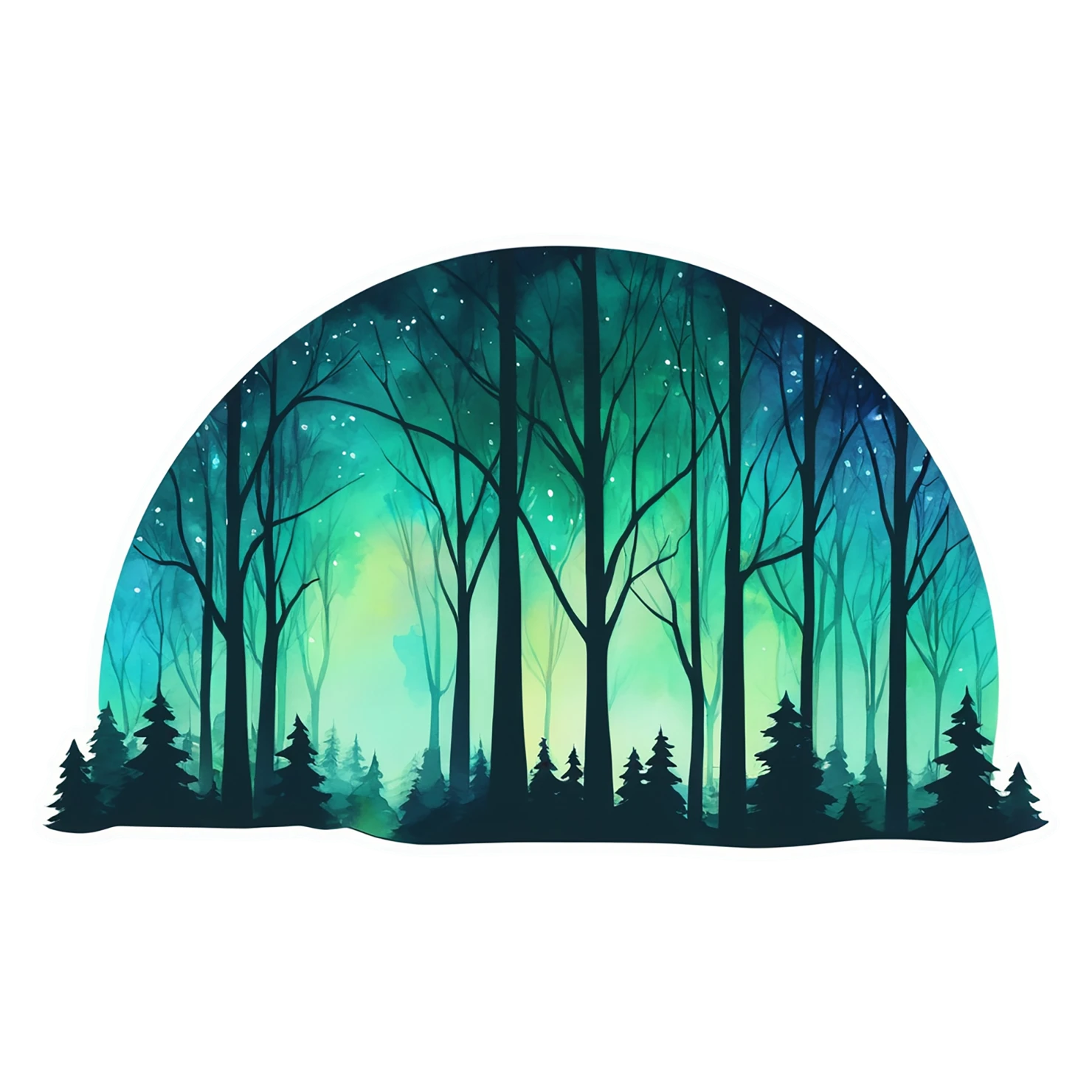Forest watercolor sticker isolated on transparent background #16591