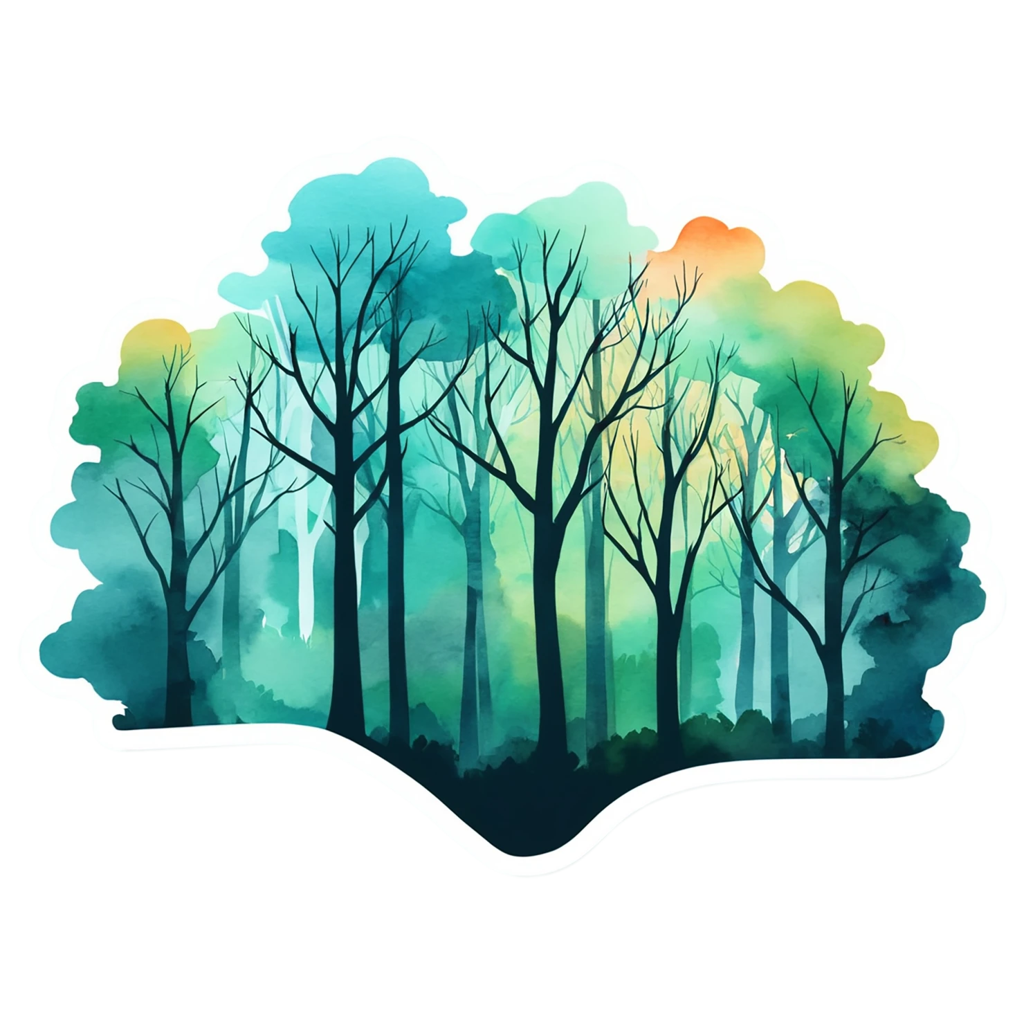 Forest watercolor sticker isolated on transparent background #16593